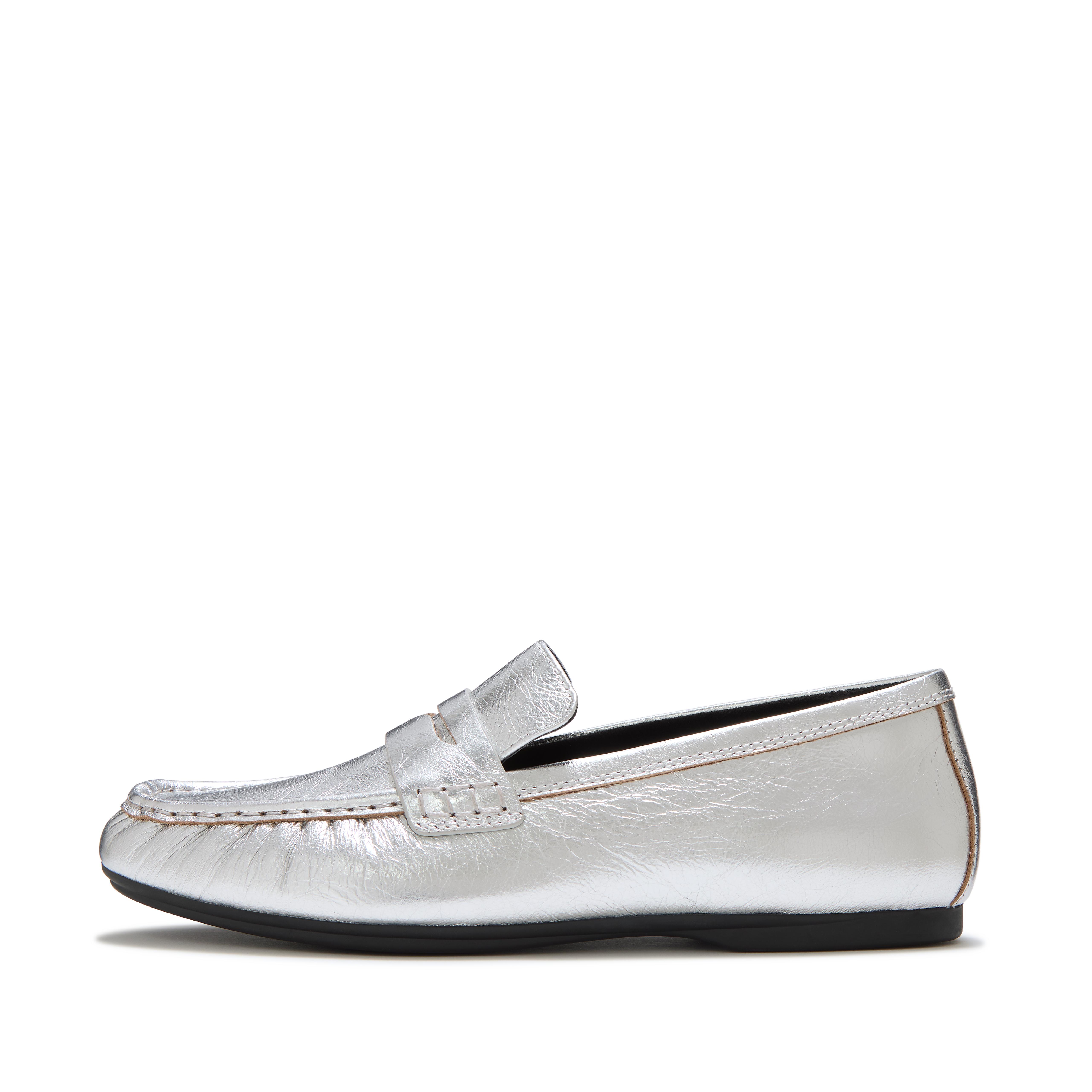FitFlop DELICATO Leather Loafers - Silver