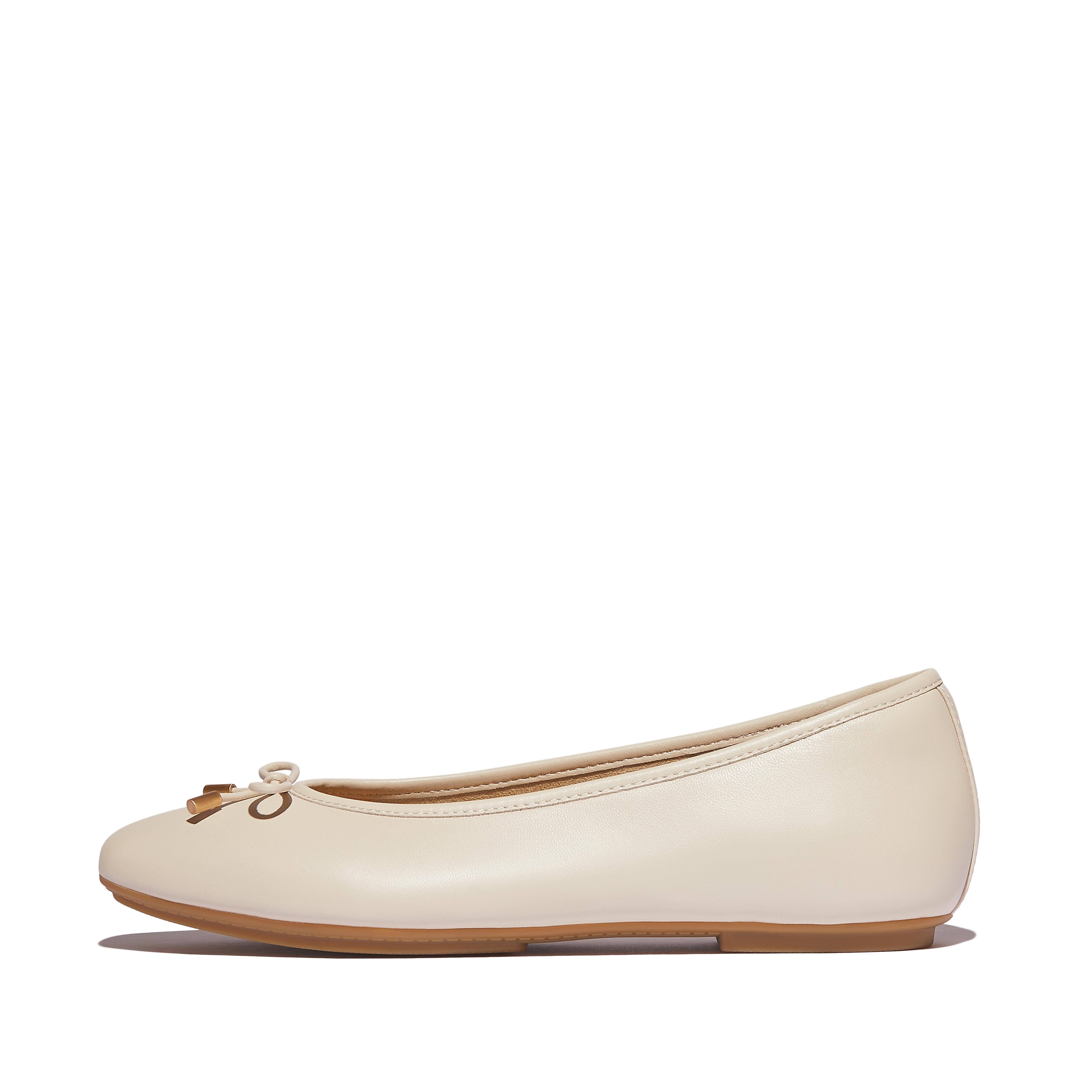 FitFlop DELICATO Bow Soft Leather Ballerinas - Paris Beige