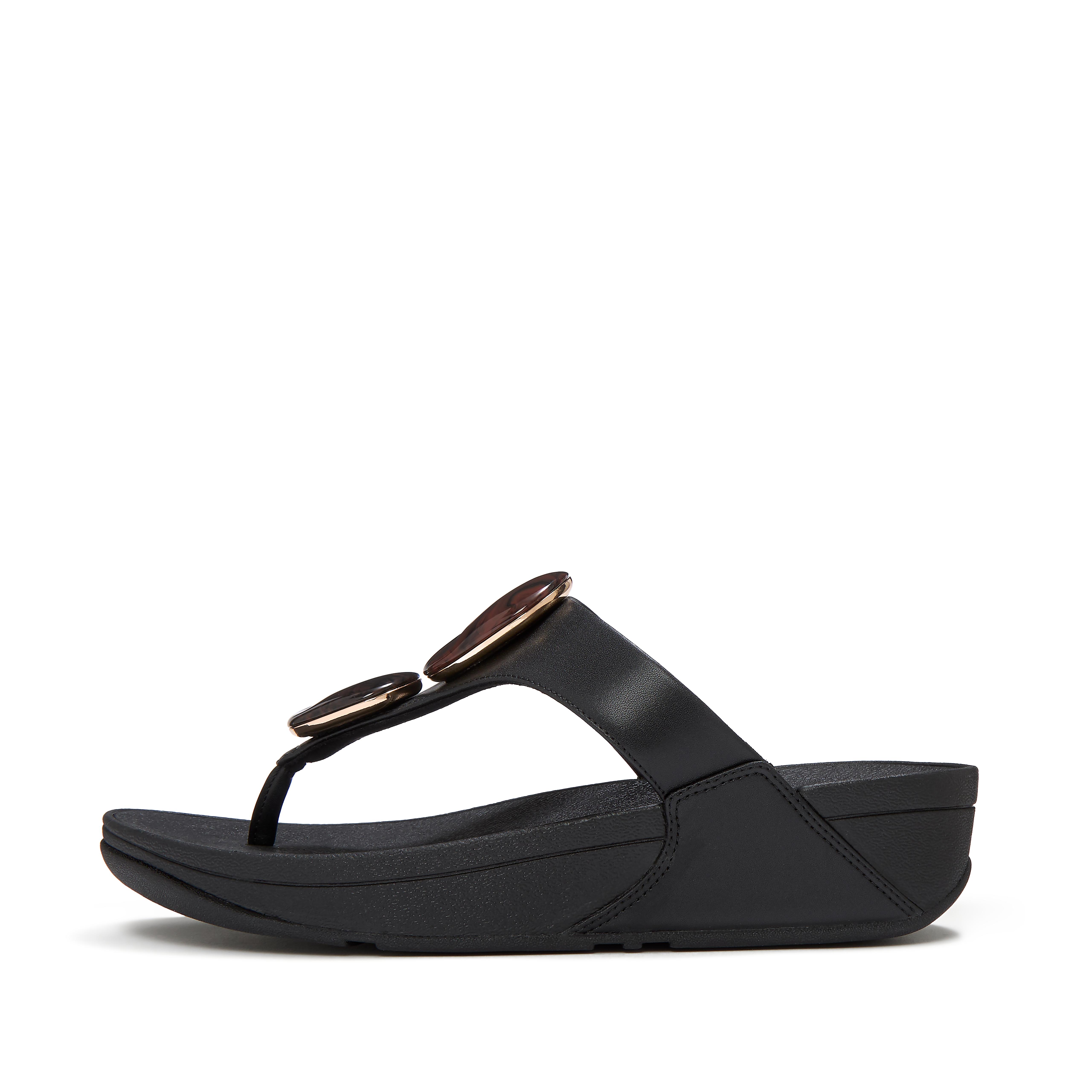 FitFlop LULU Toe-Post Sandals - Black