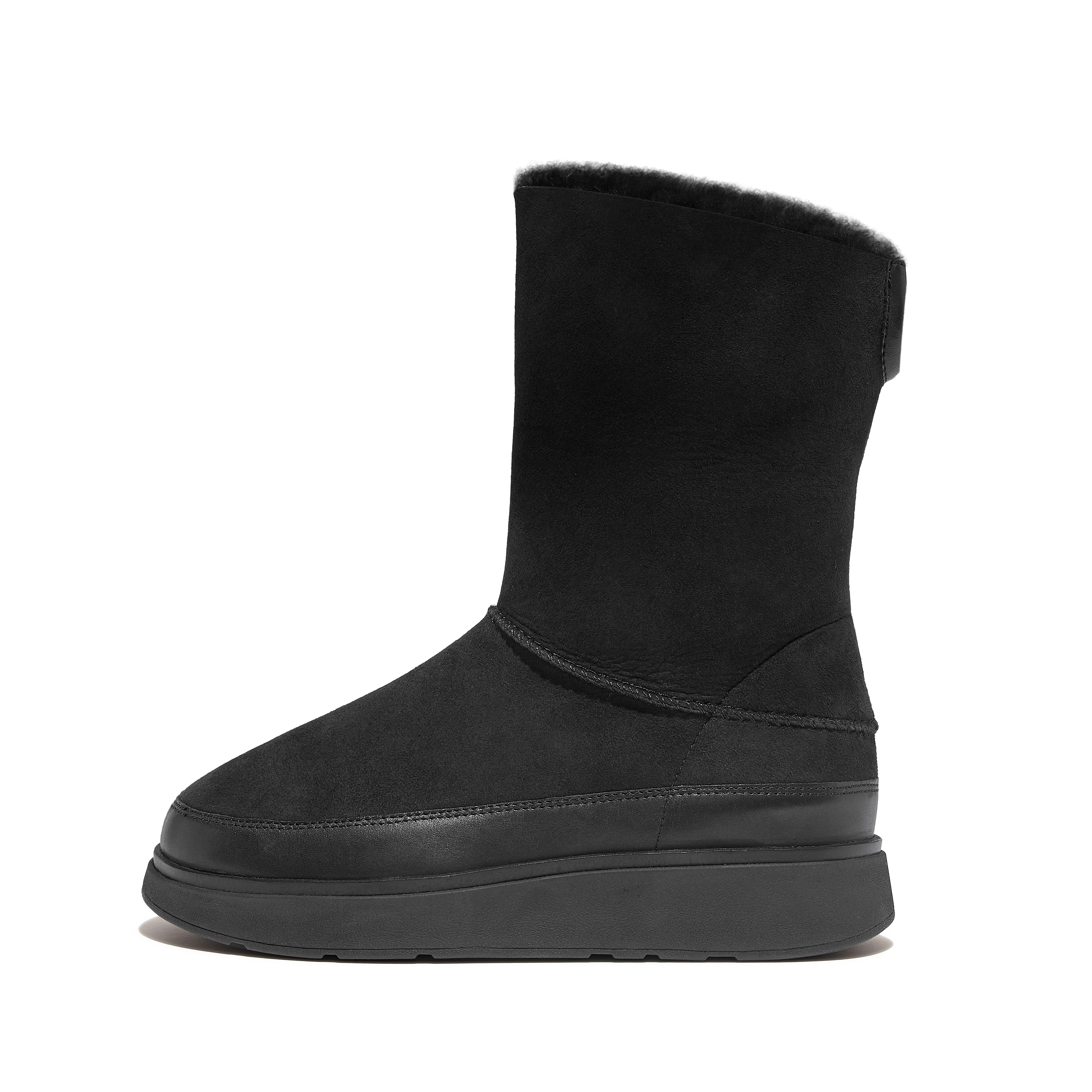 FitFlop GEN-FF Short Double-Faced Shearling Boots - All Black