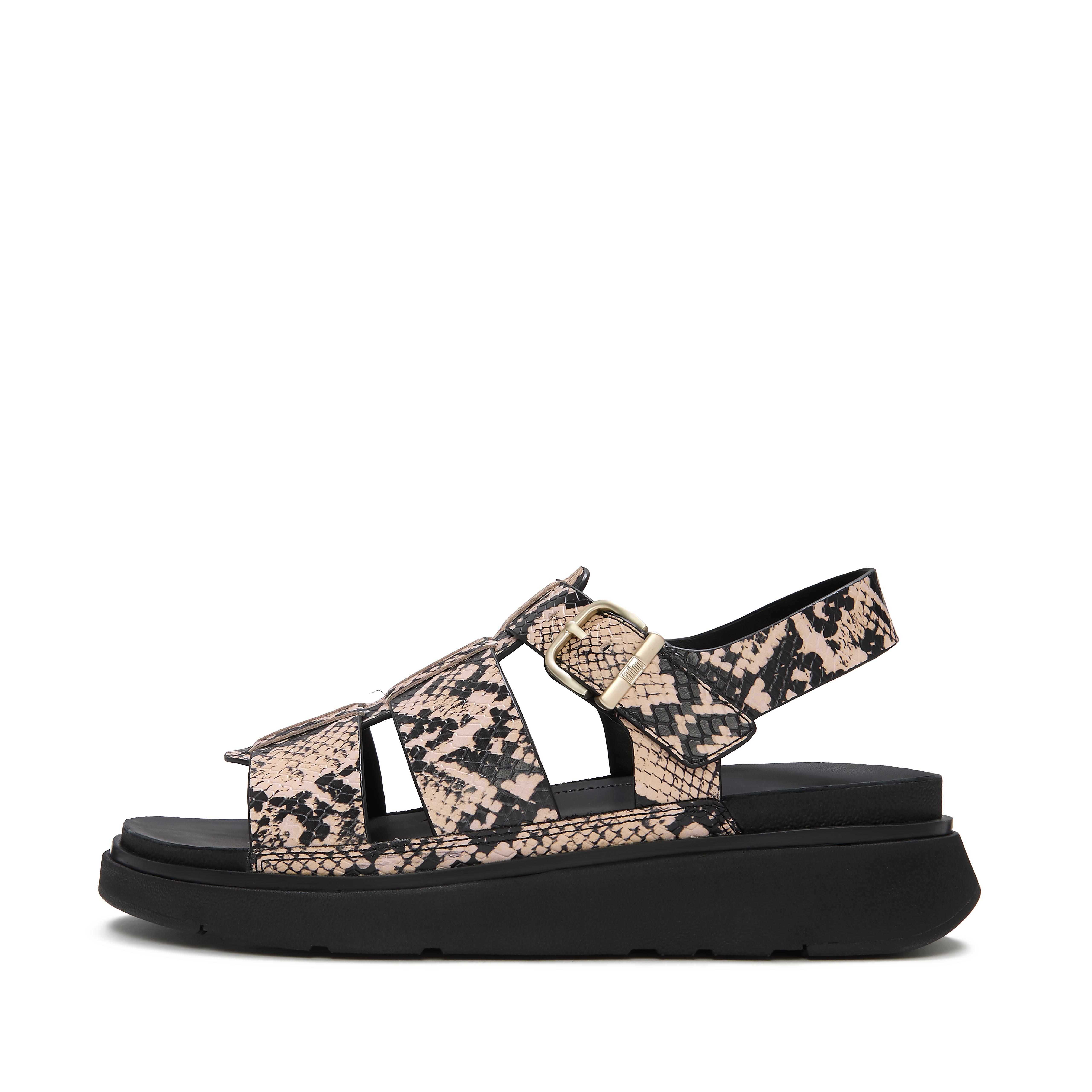 FitFlop GEN-FF Leather Fisherman Sandals - Taupe Snake