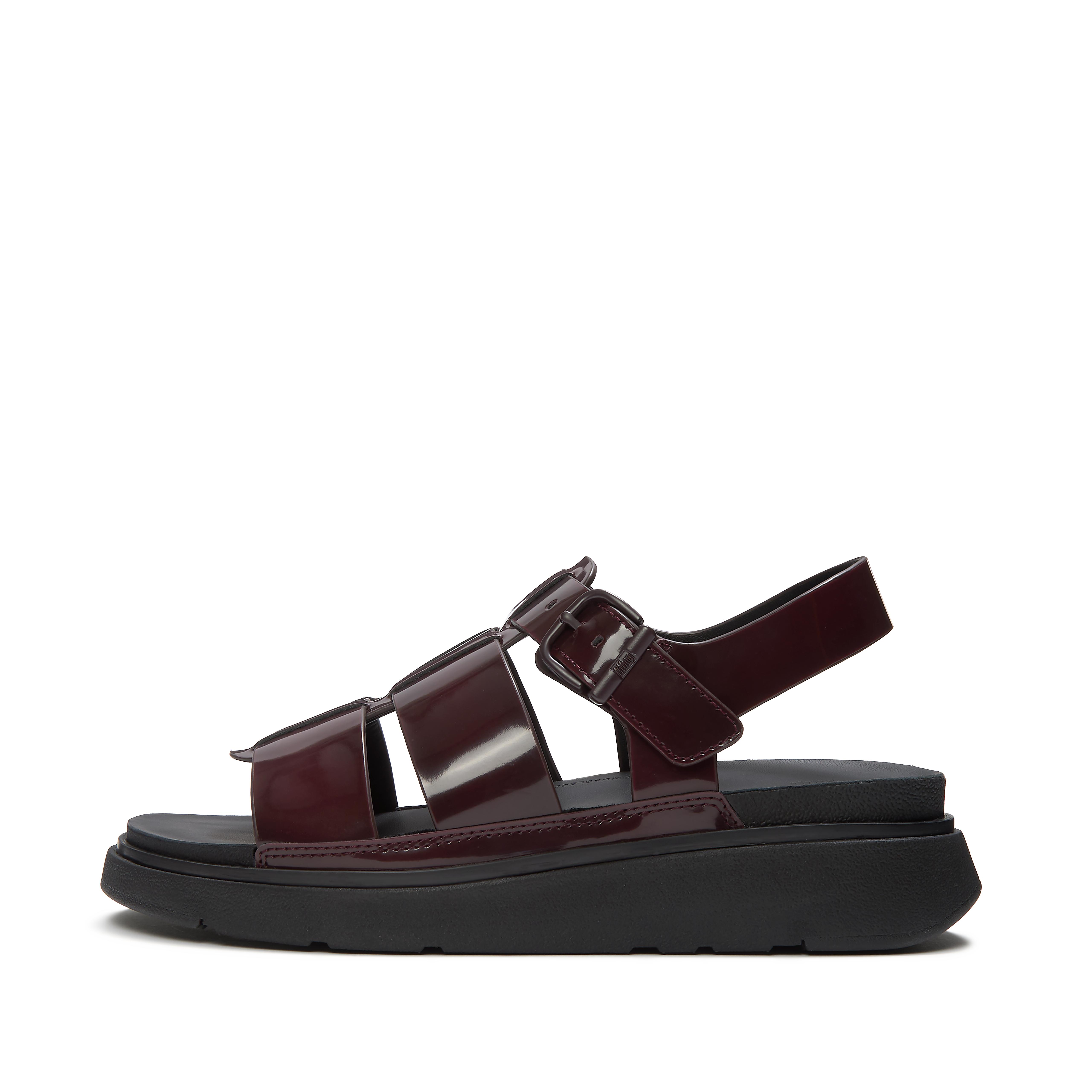 FitFlop GEN-FF Leather Fisherman Sandals - Black/Merlot