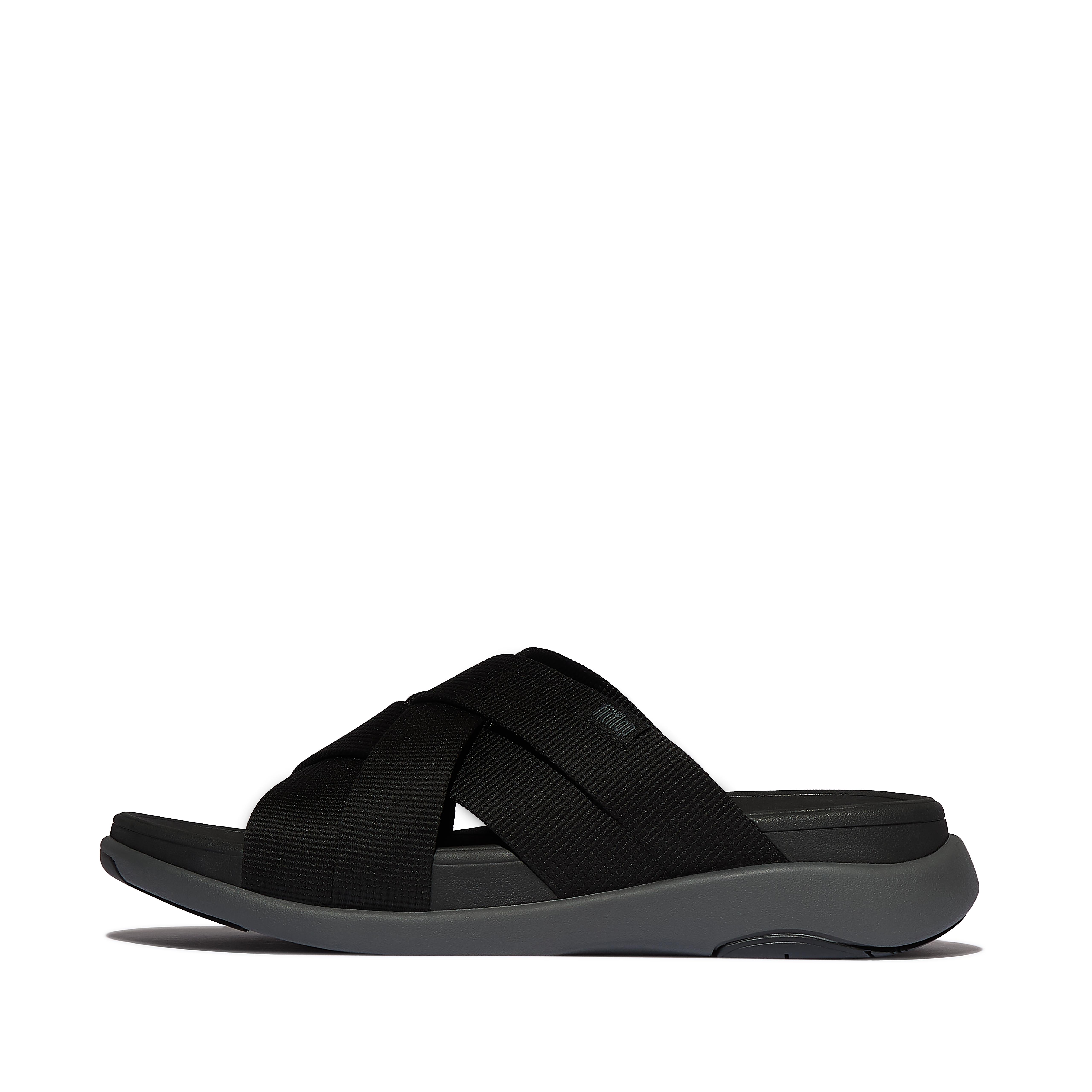 FitFlop F-MODE Go Mens Webbing Strappy Slides - Black Mix