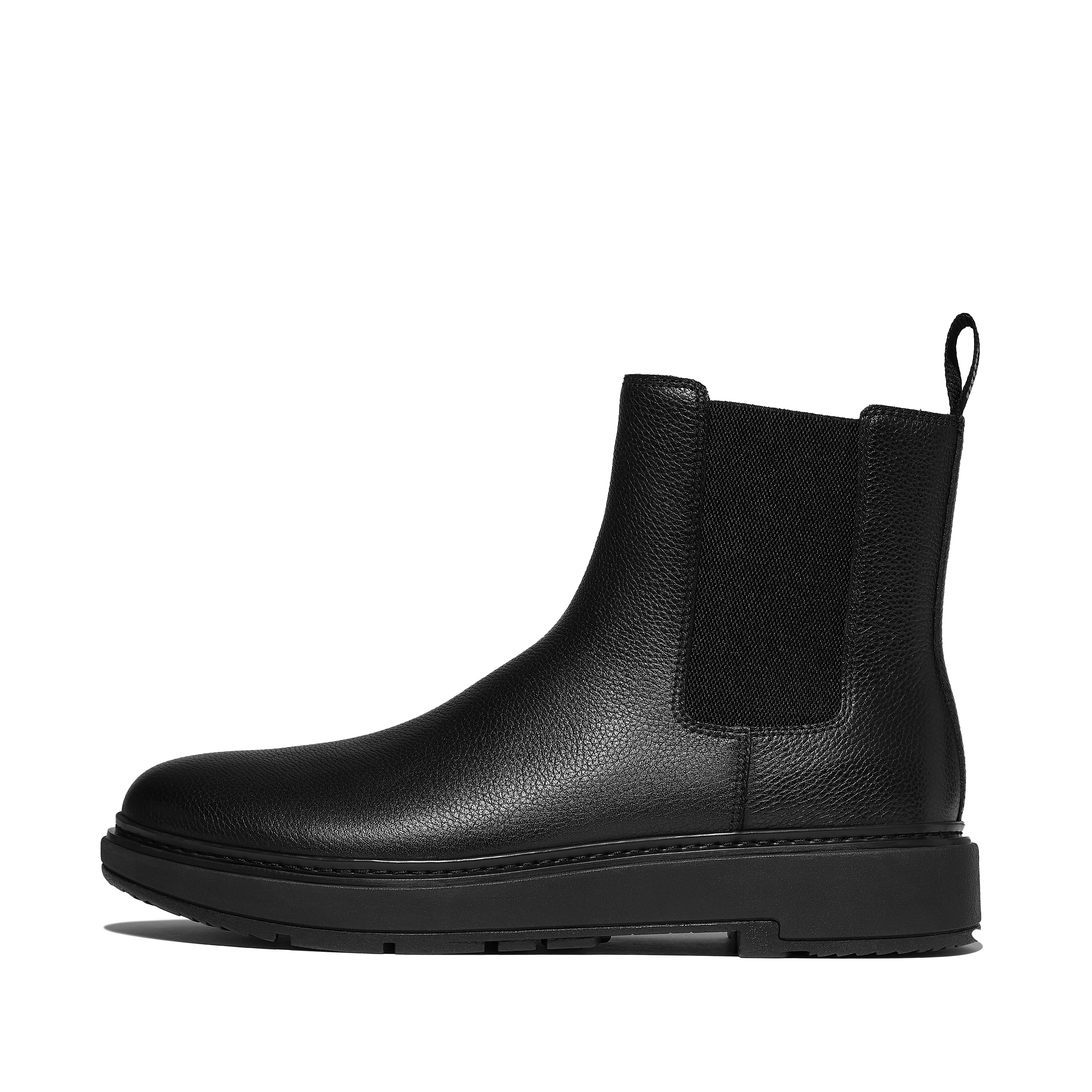 FitFlop SKANDI Mens Tumbled-Leather Chelsea Boots - Black