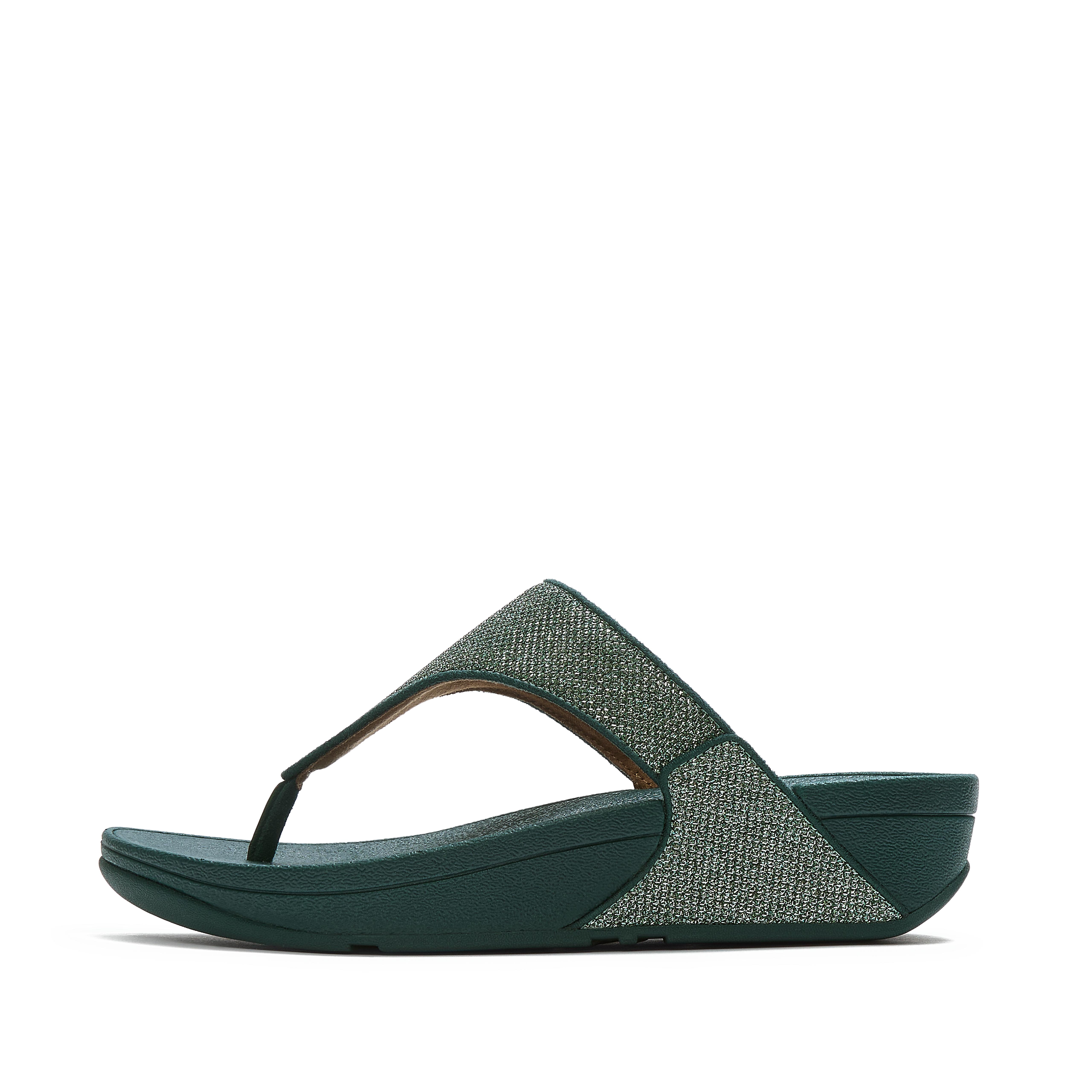 FitFlop LULU Shimmerglitz Toe-Post Sandals - Ocean Blue