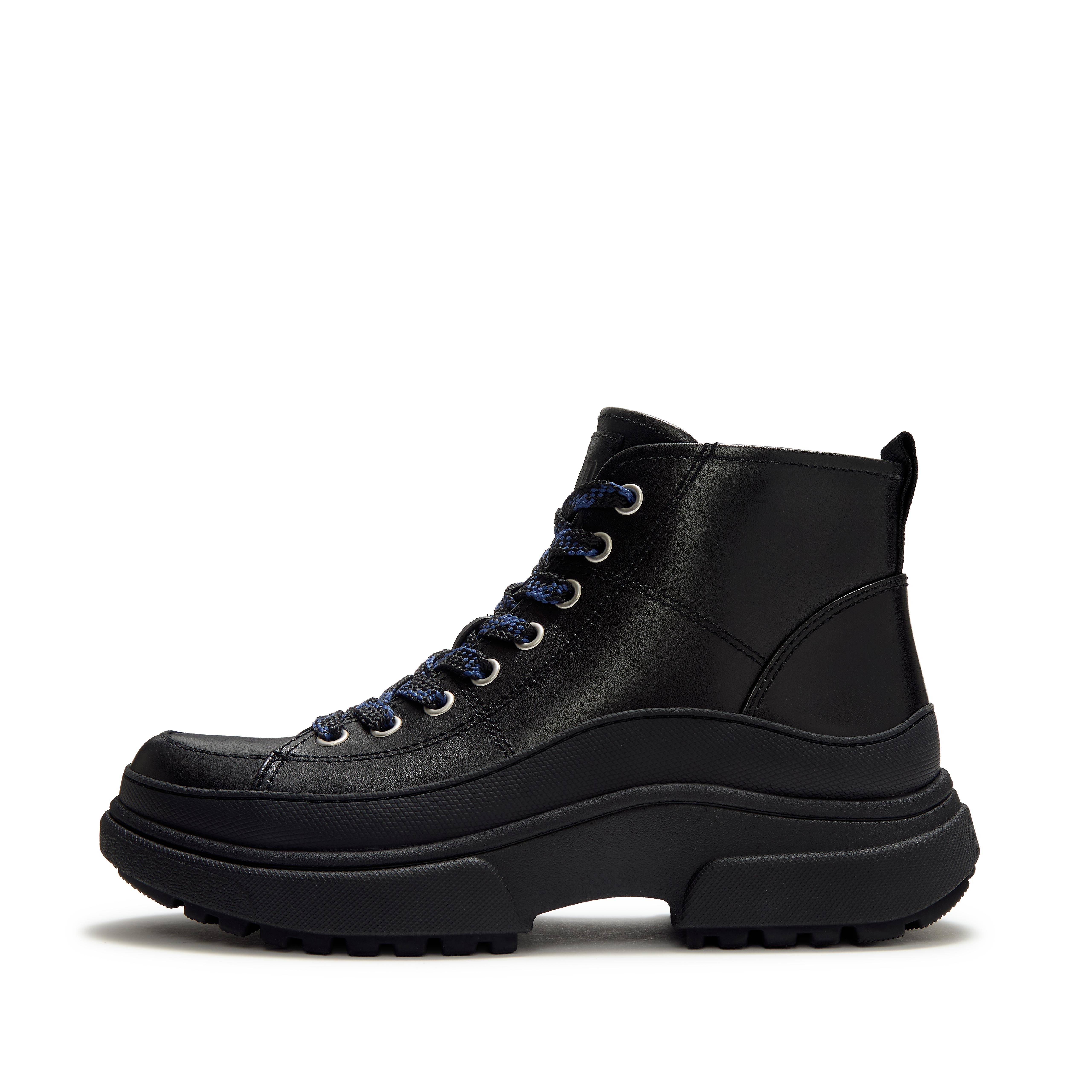 FitFlop WYLDER Leather Lace-Up Boots - Black