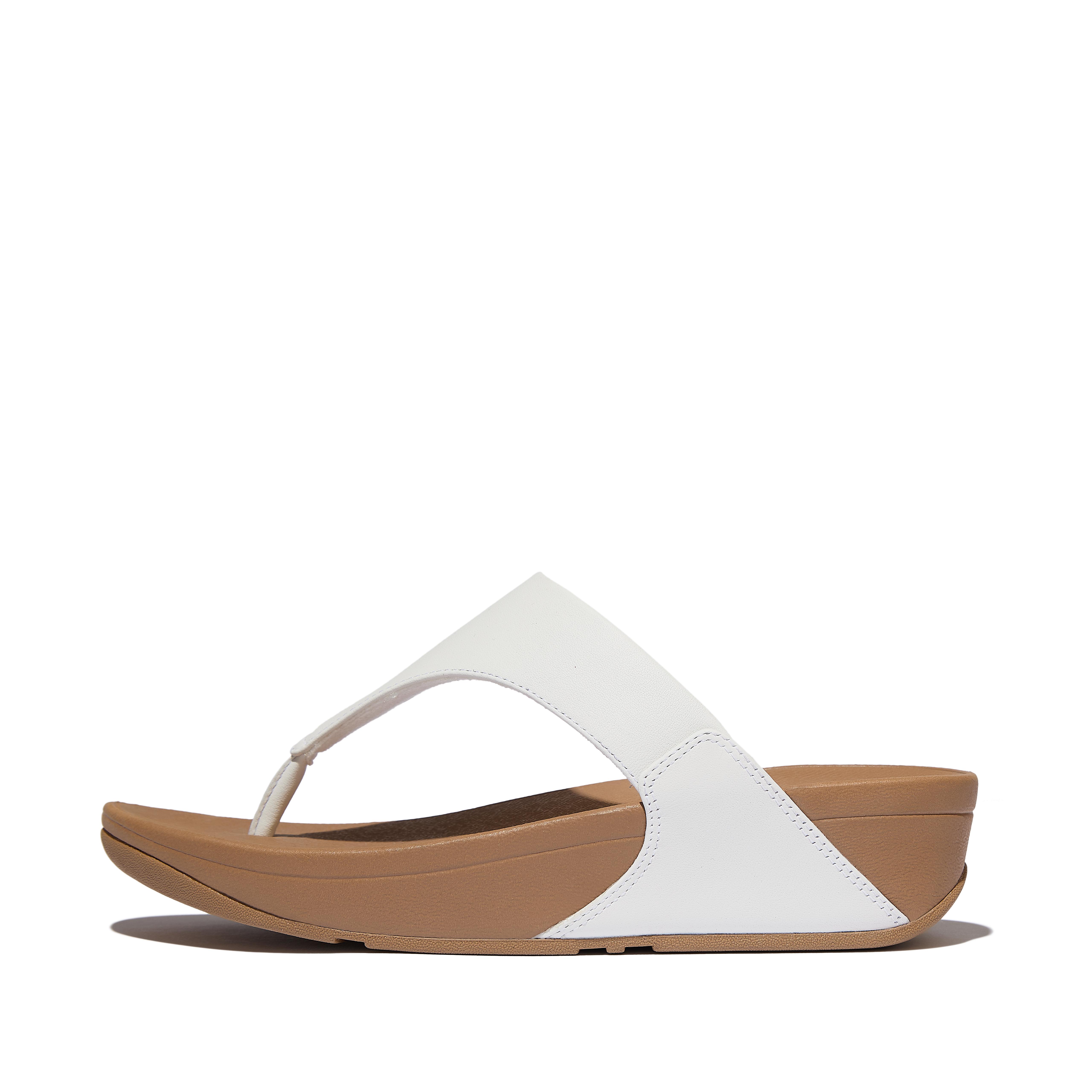 FitFlop LULU Leather Toe-Post Sandals - White