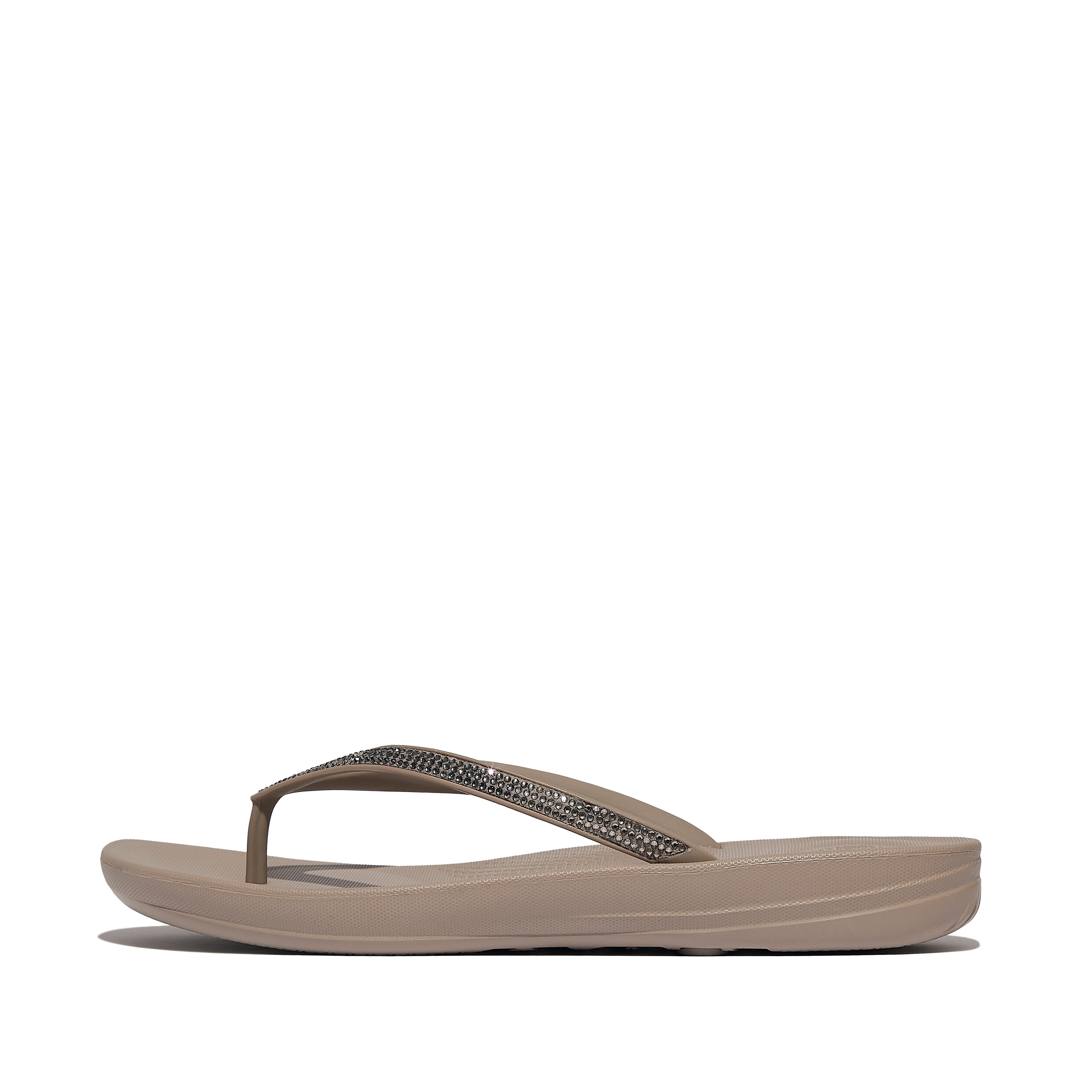 FitFlop IQUSHION Ombré-Sparkle Flip-Flops - Taupe