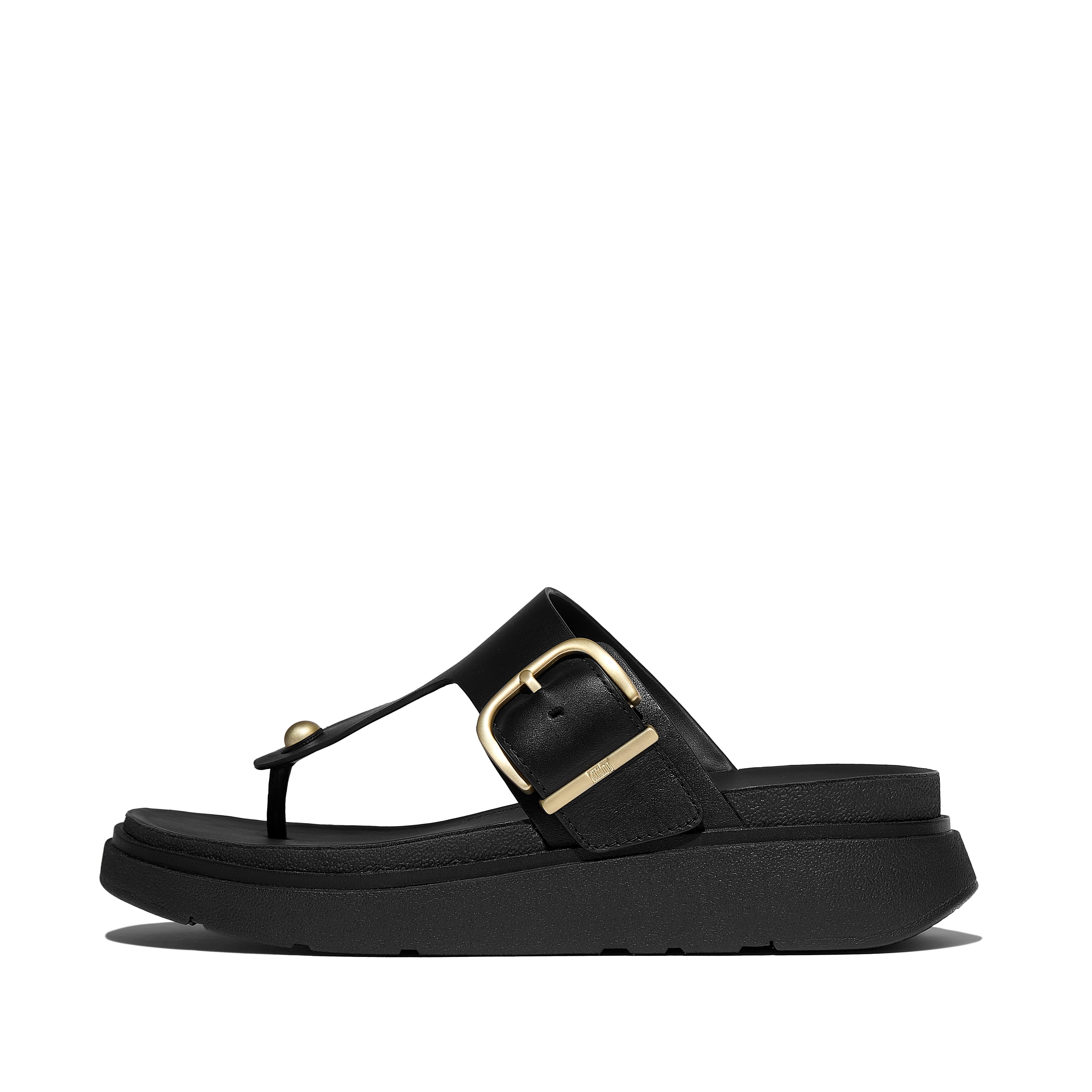 FitFlop GEN-FF Buckle Leather Toe-Post Sandals - Black