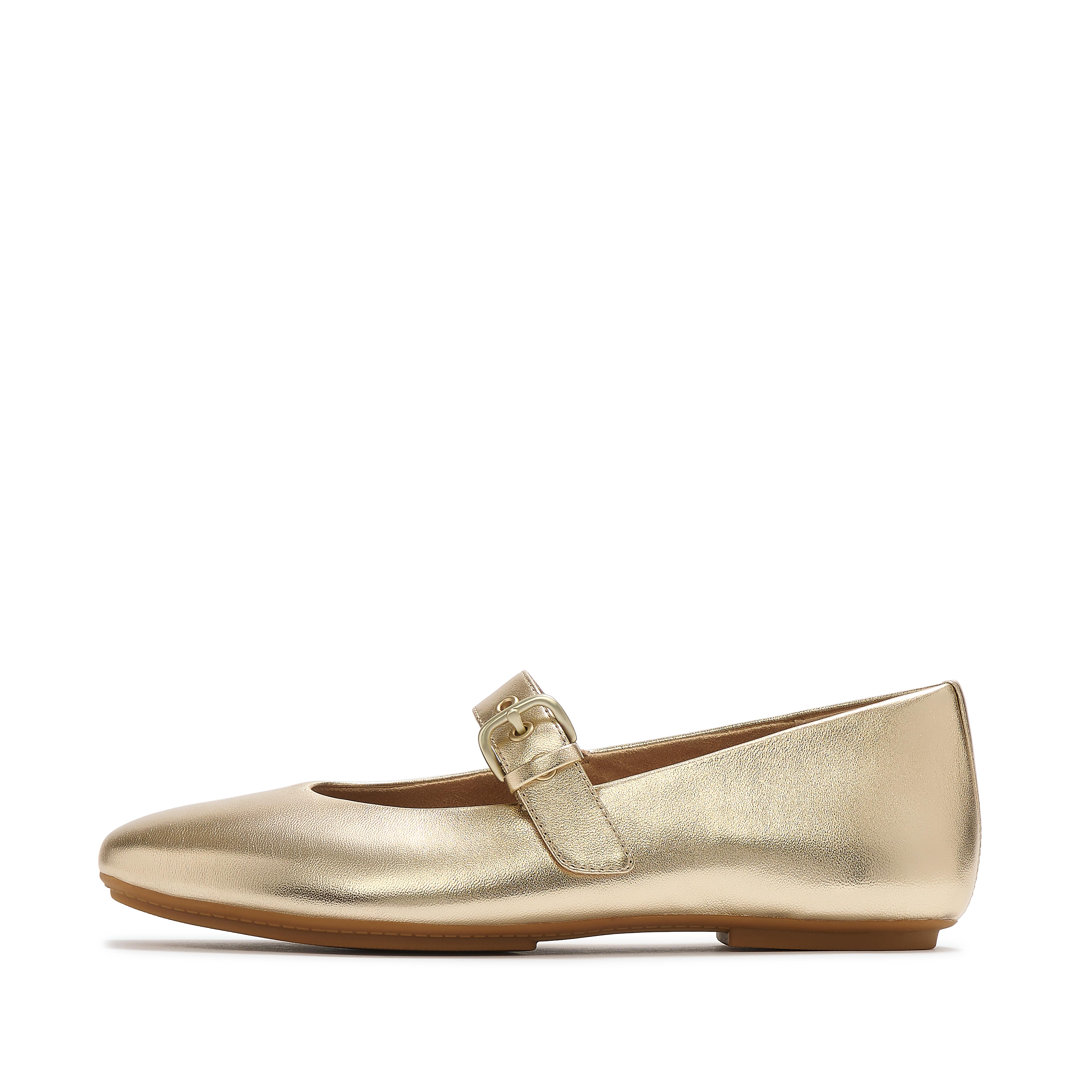 FitFlop DELICATO Metallic-Leather Mary Janes - Platino
