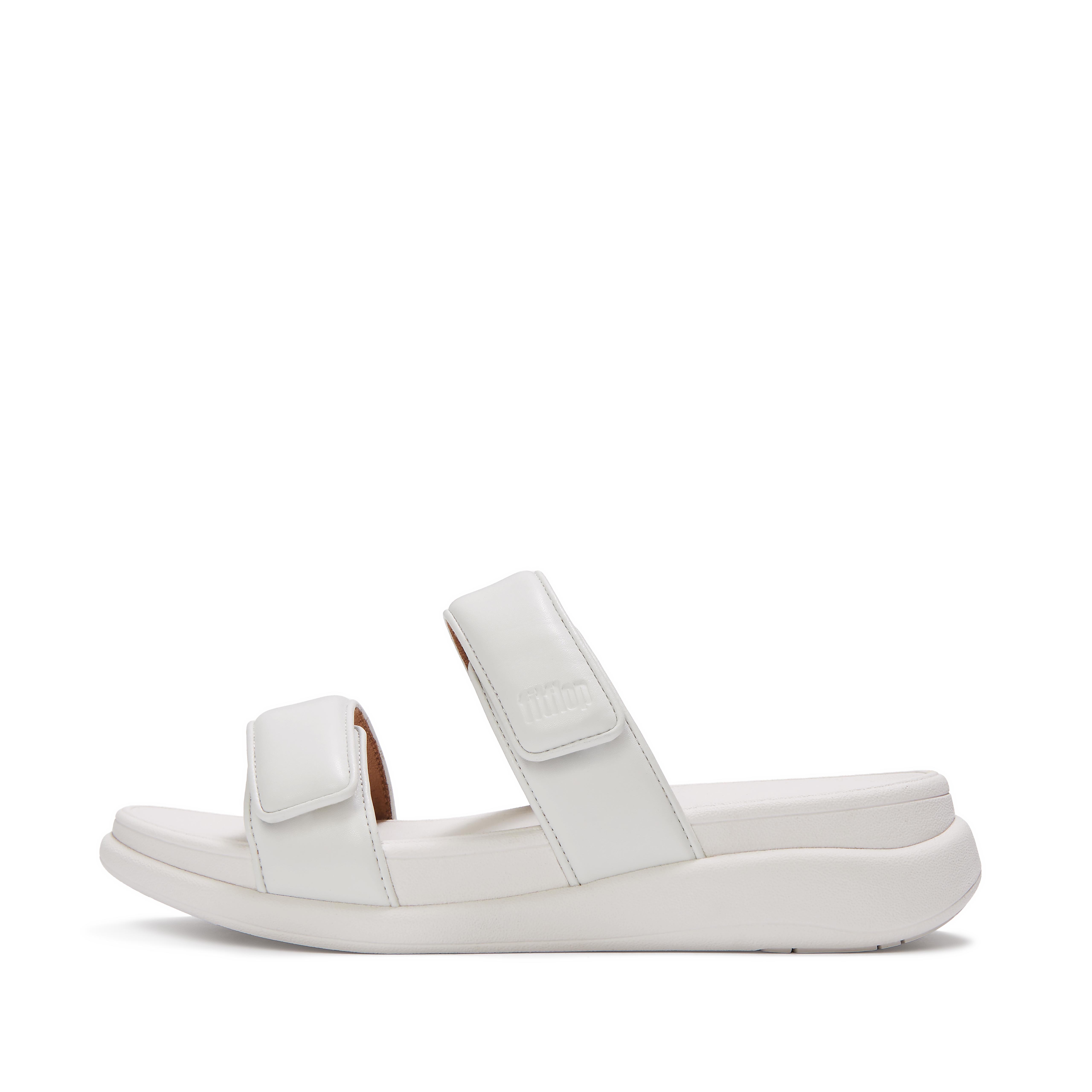 FitFlop F-MODE Go Adjustable Metallic Two-Bar Slides - Urban White