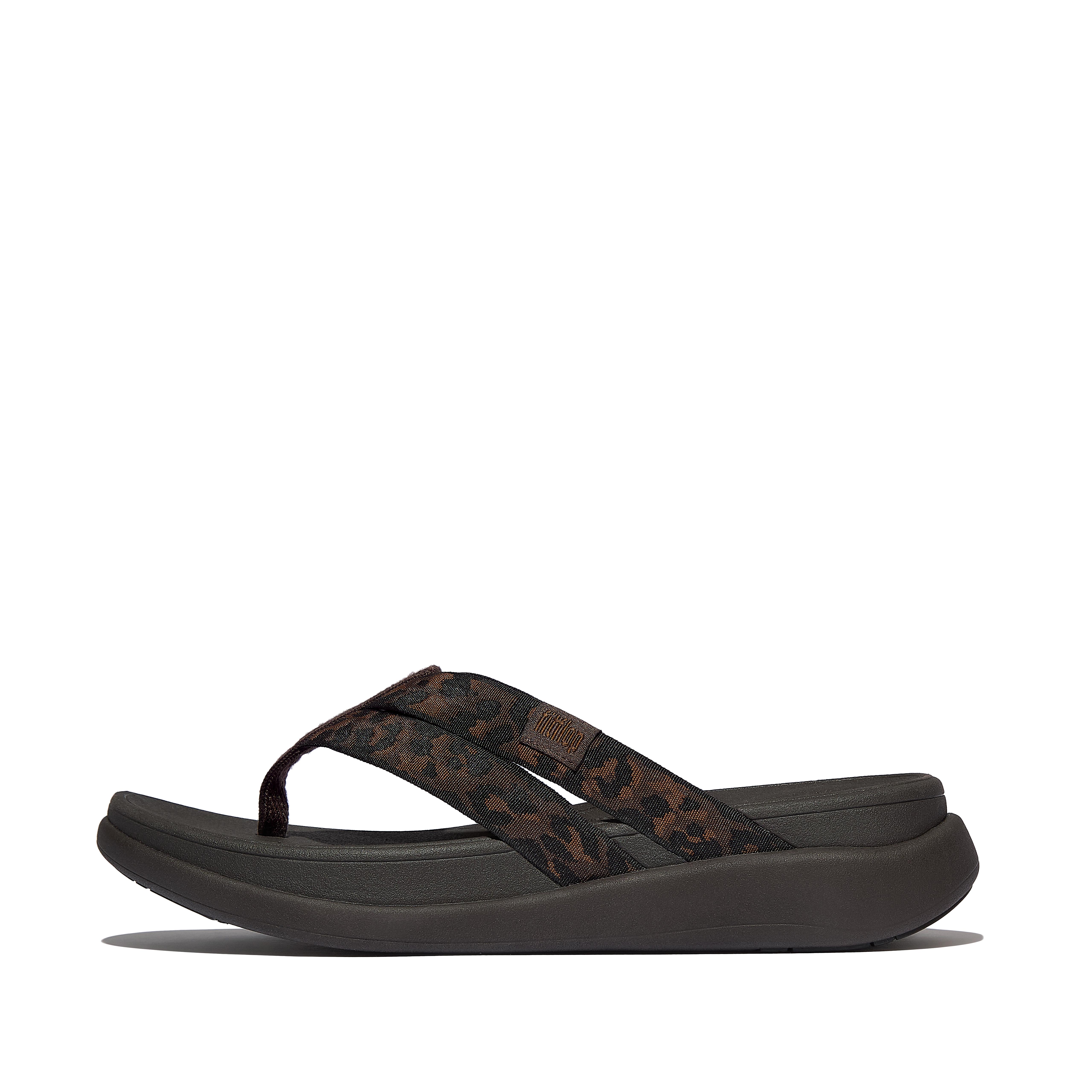 FitFlop F-MODE Go Leopard Webbing Strappy Flip-Flops - Leopard Print