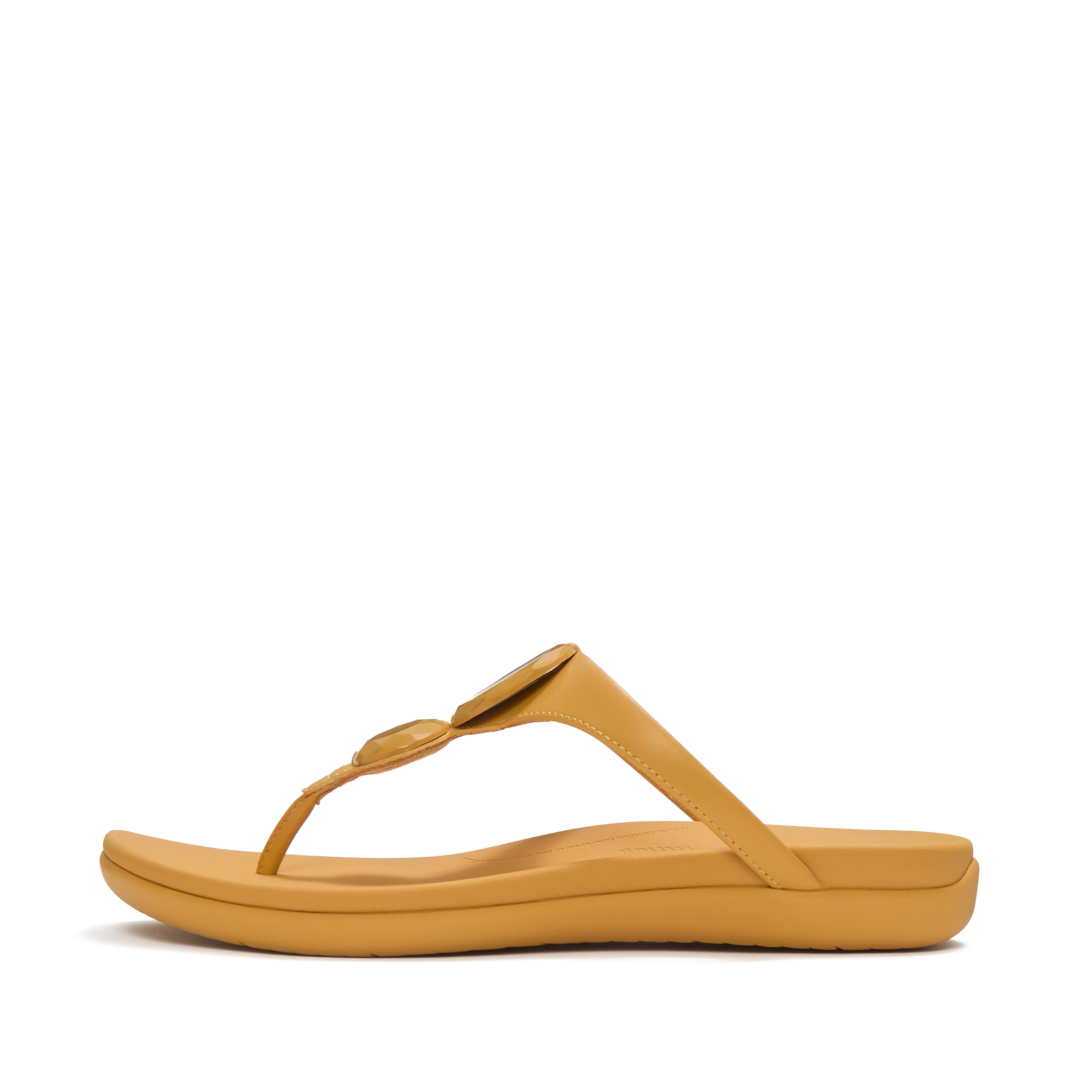 FitFlop SOLAY Glossy-Disc Toe-Post Sandals - Turmeric