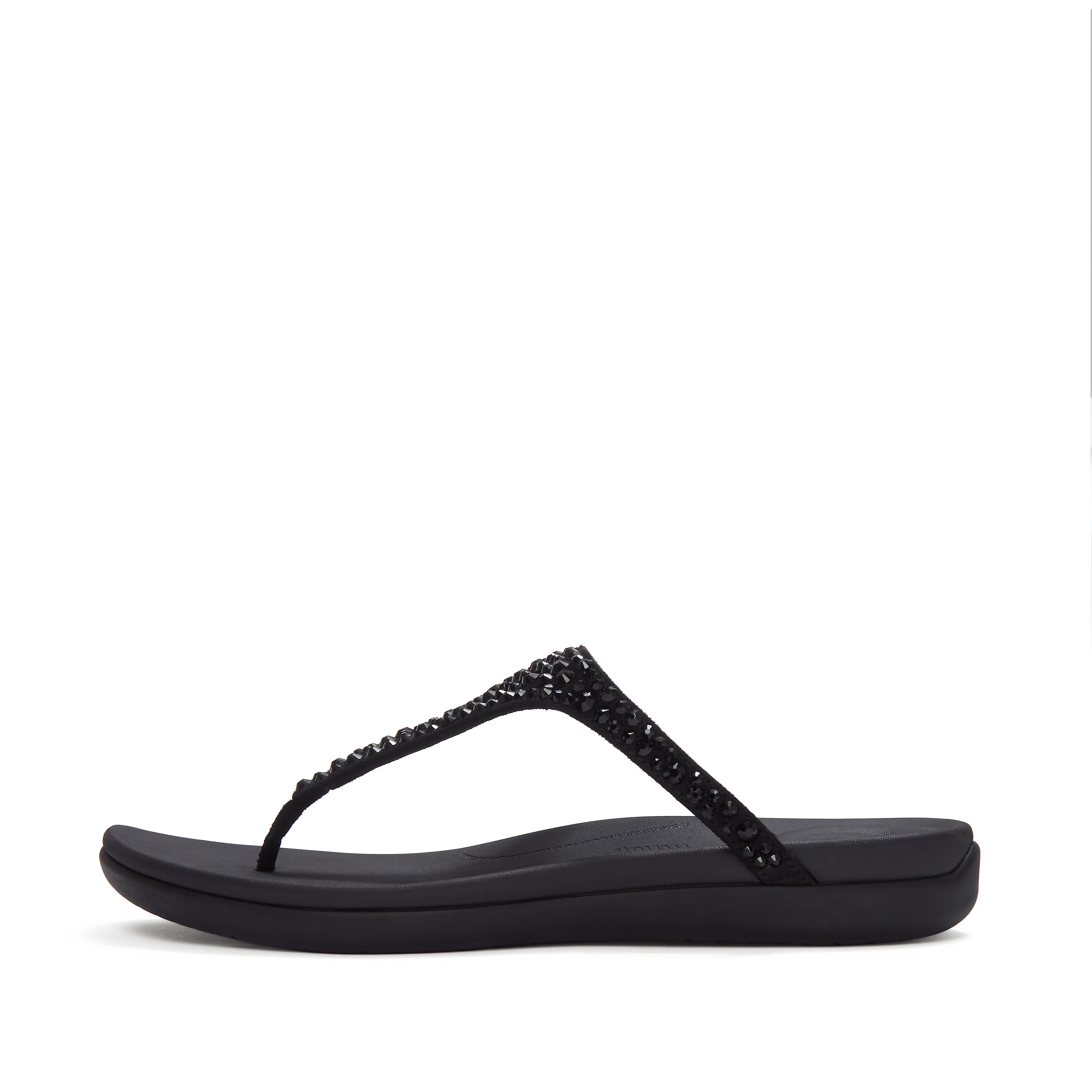FitFlop SOLAY Mixed-Crystal Toe-Post Sandals - Black