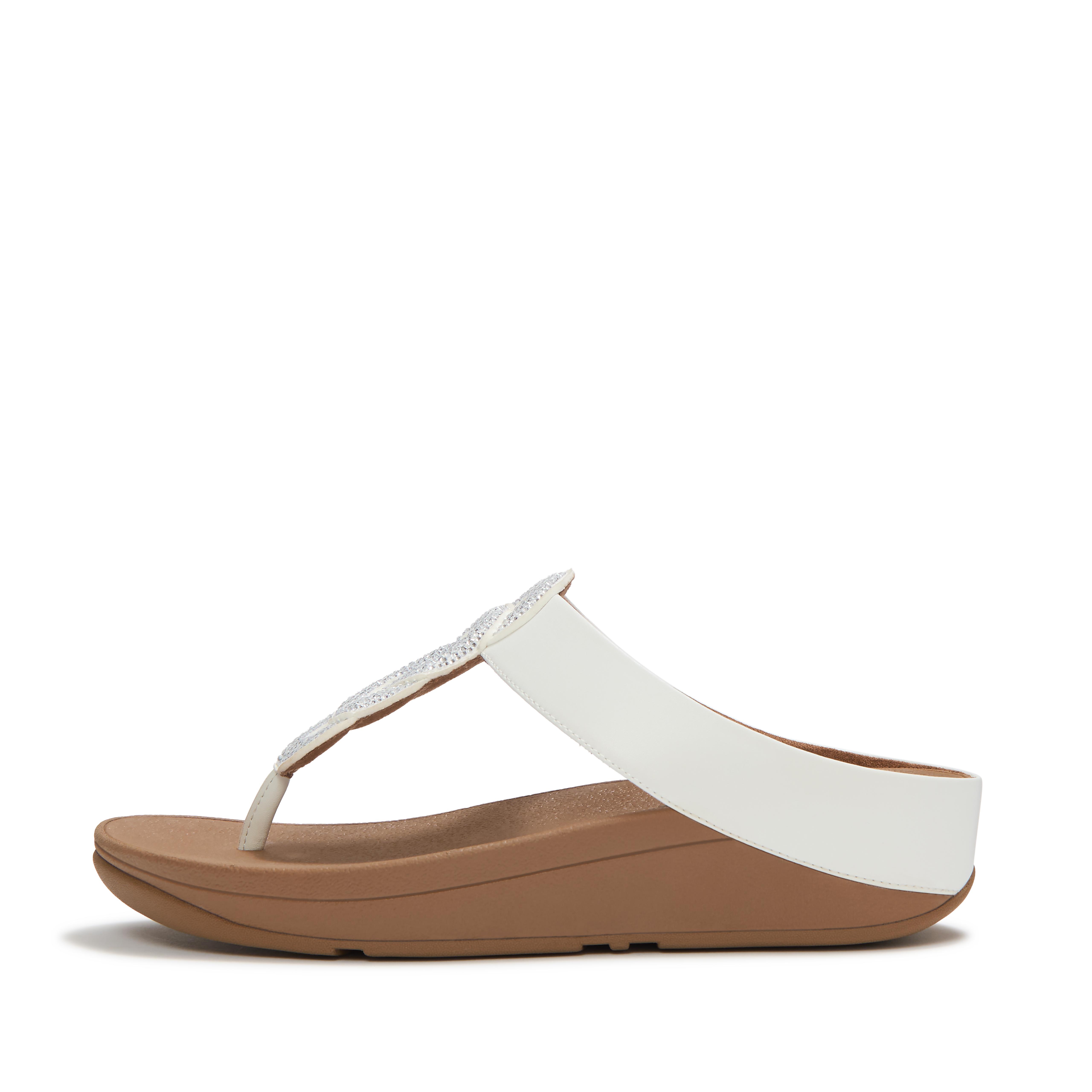 FitFlop FINO Crystal-Twist Toe-Post Sandals - Urban White