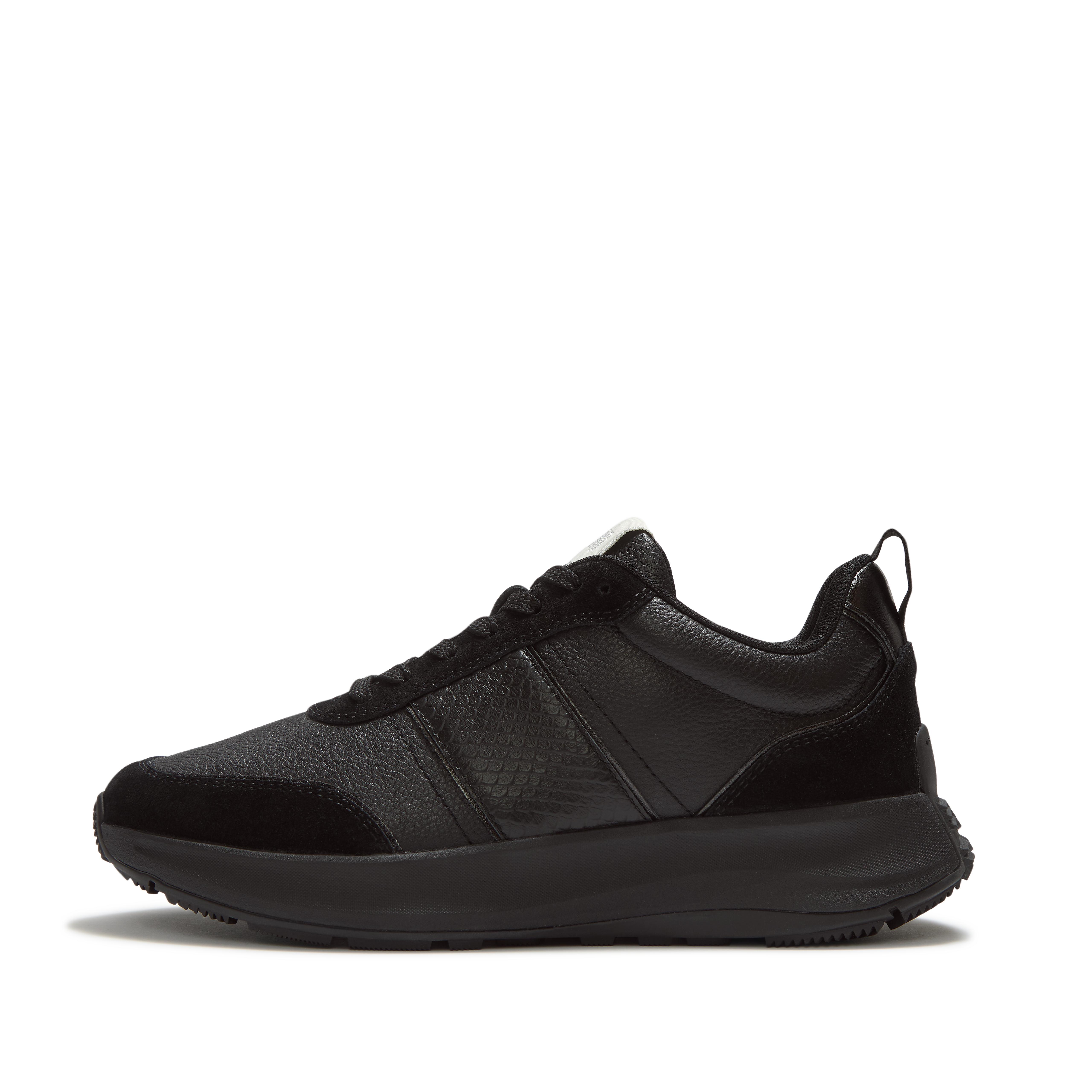 FitFlop F-MODE Flow Leather Sneakers - All Black