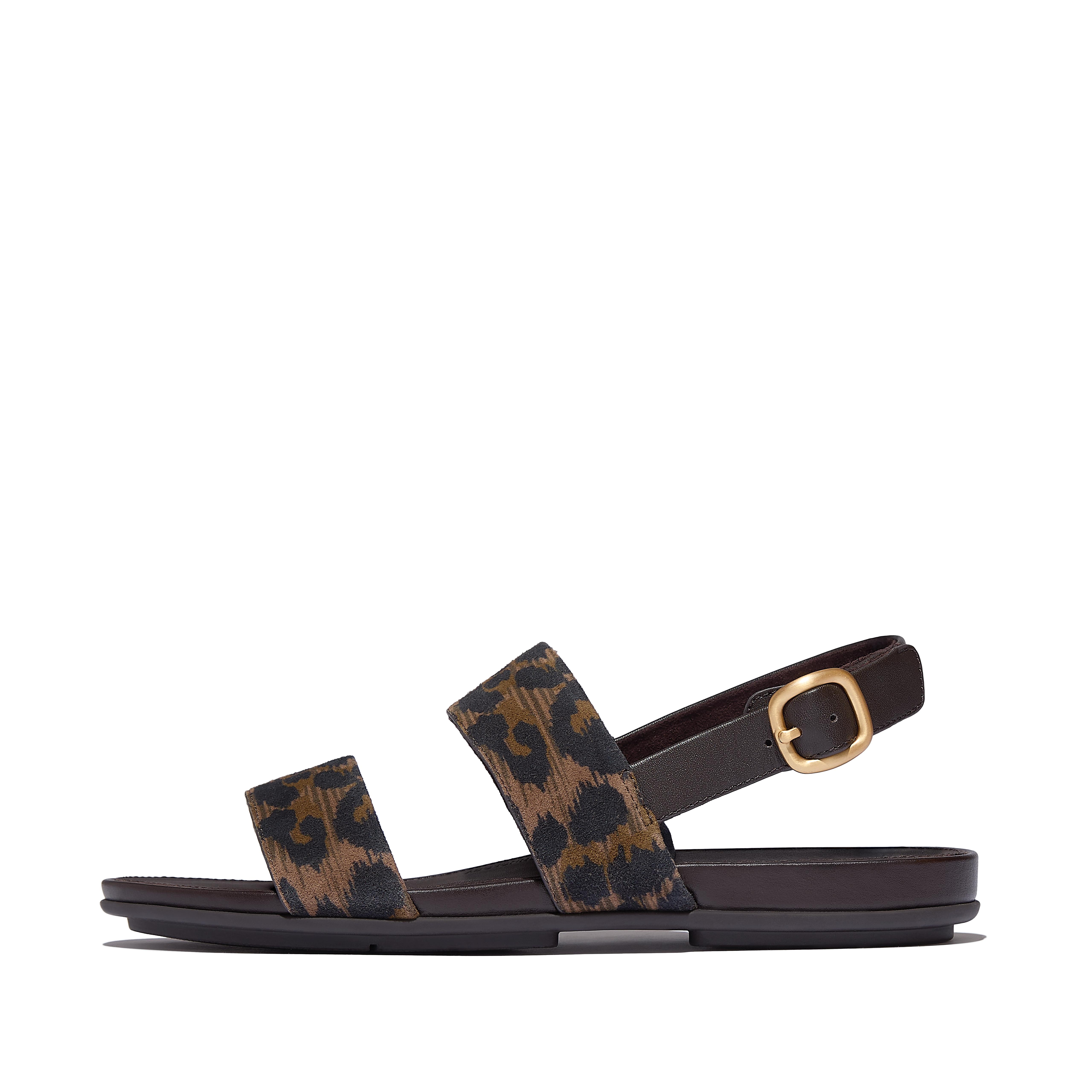 FitFlop GRACIE Leopard Suede Back-Strap Sandals - Leopard Print