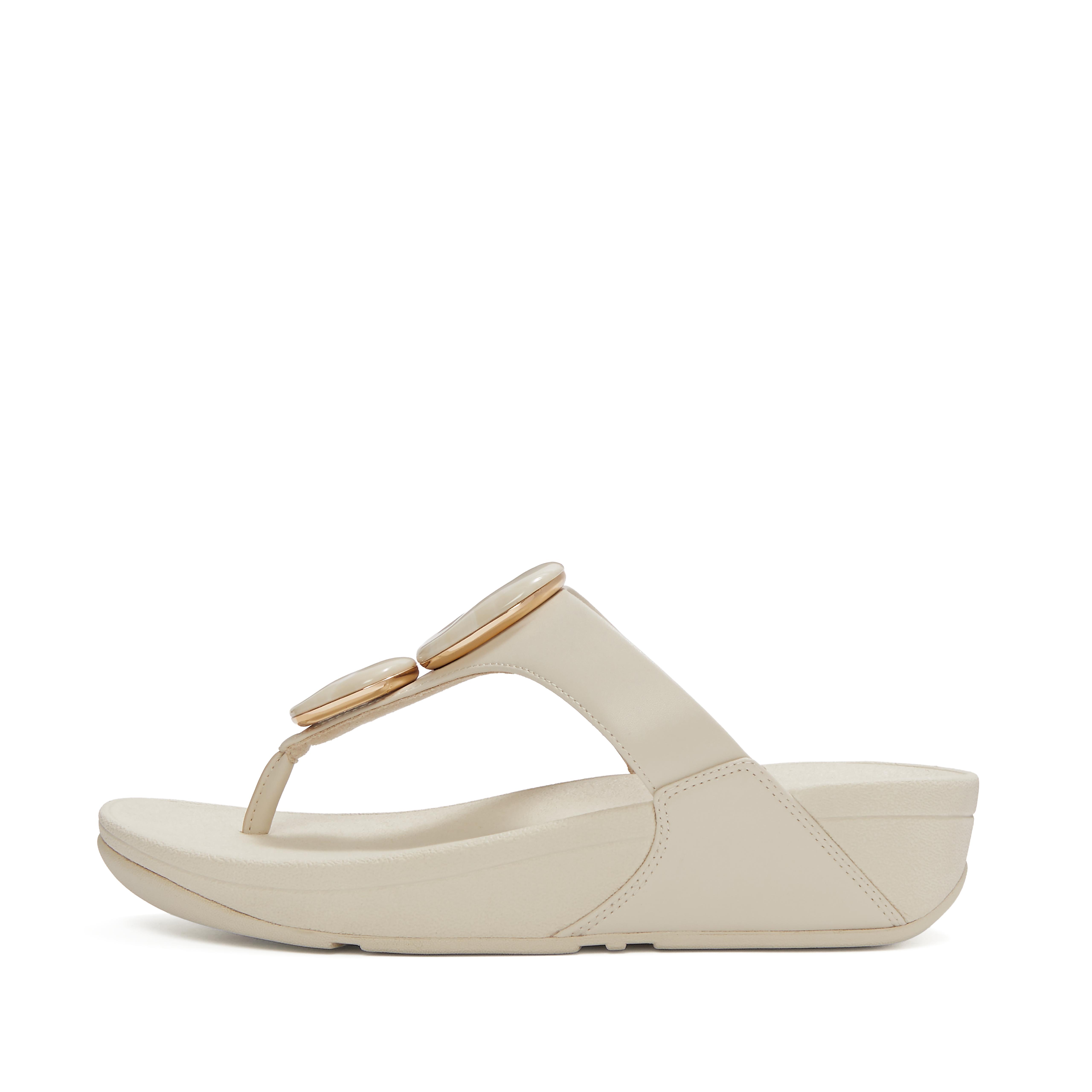 FitFlop LULU Marbled-Stone Toe-Post Sandals - Paris Beige