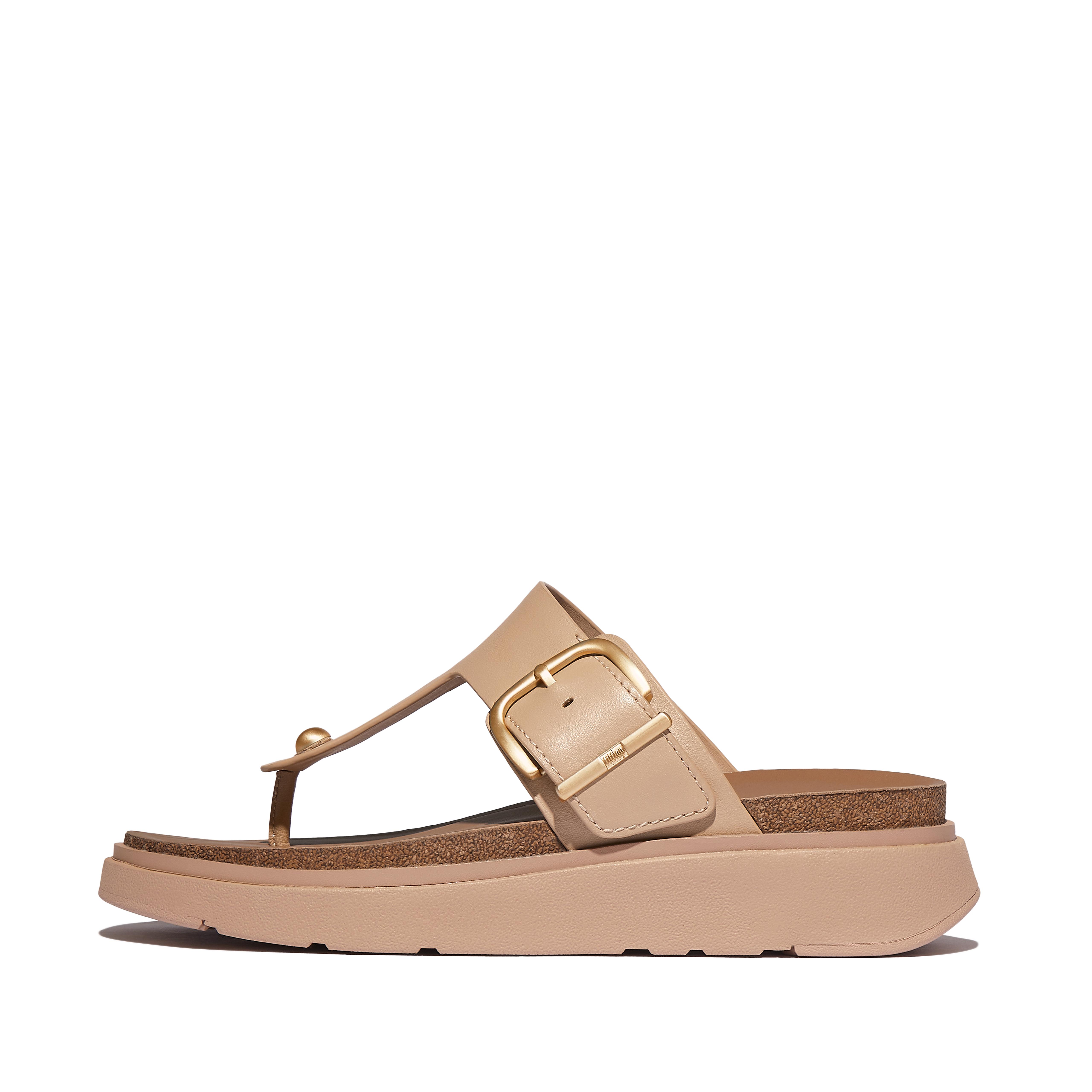 FitFlop GEN-FF Buckle Leather Toe-Post Sandals - Classic Beige