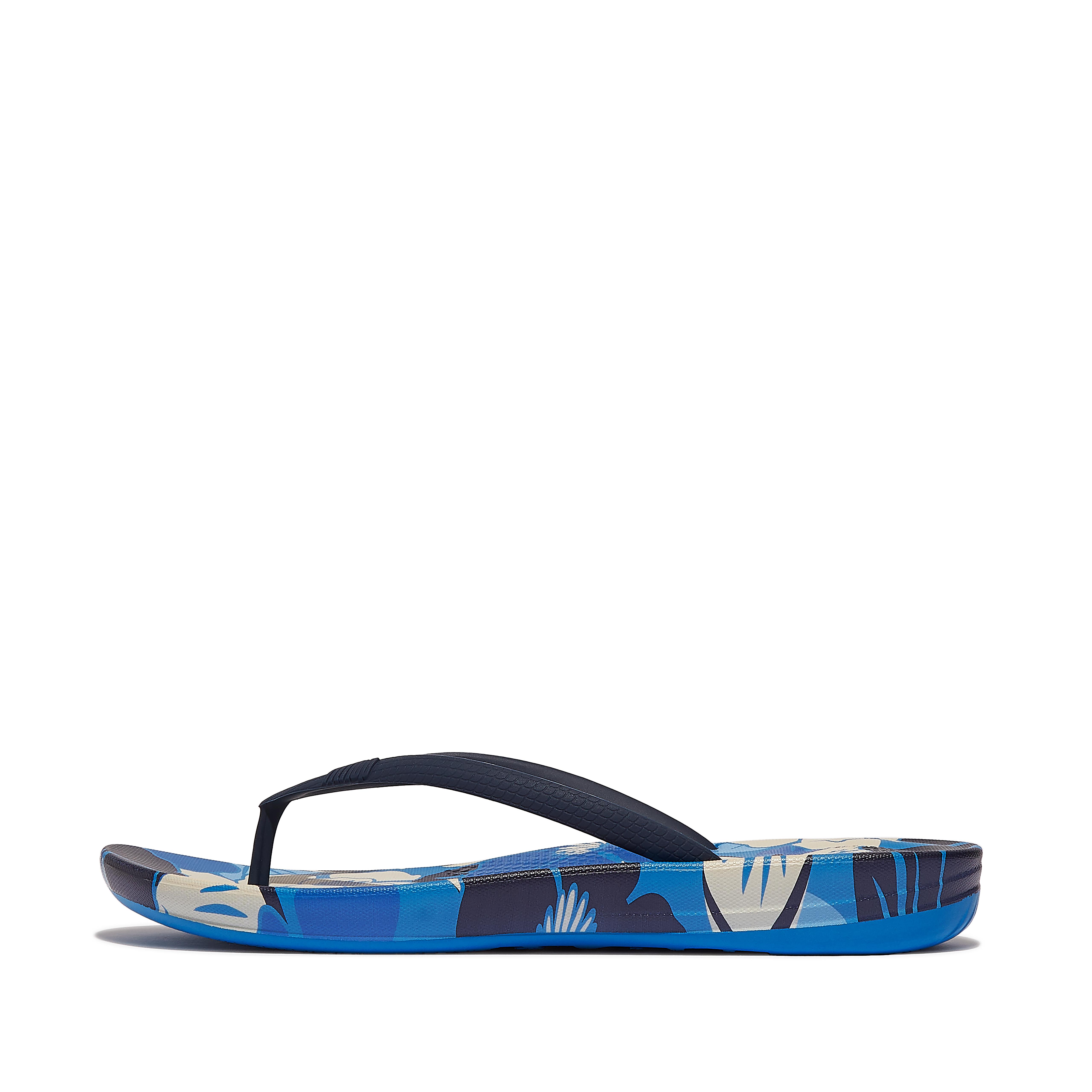 FitFlop IQUSHION Flowerz Ergonomic Flip-Flops - Bondi Blue Mix