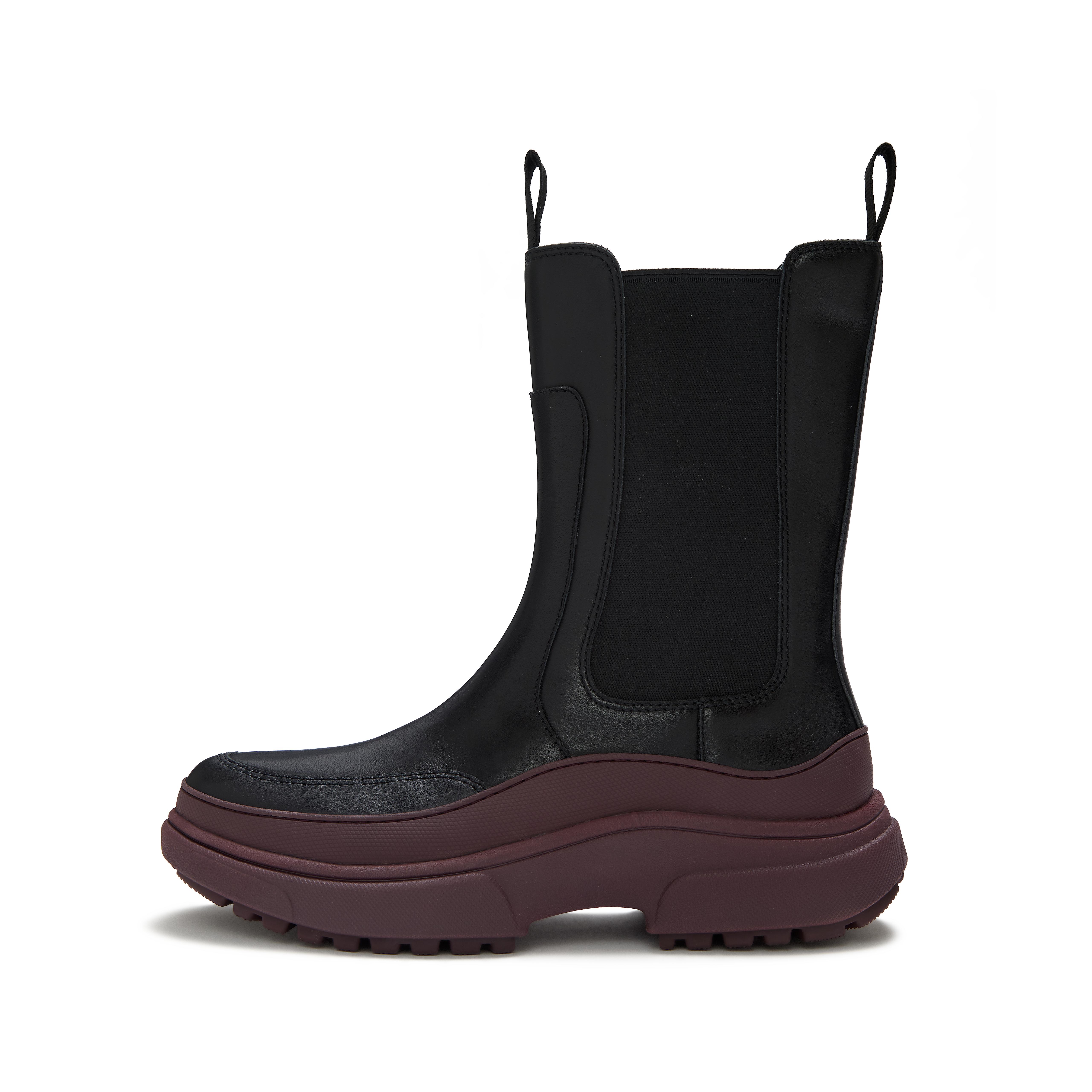FitFlop WYLDER Chelsea Leather High Boots - Black/Cocoa
