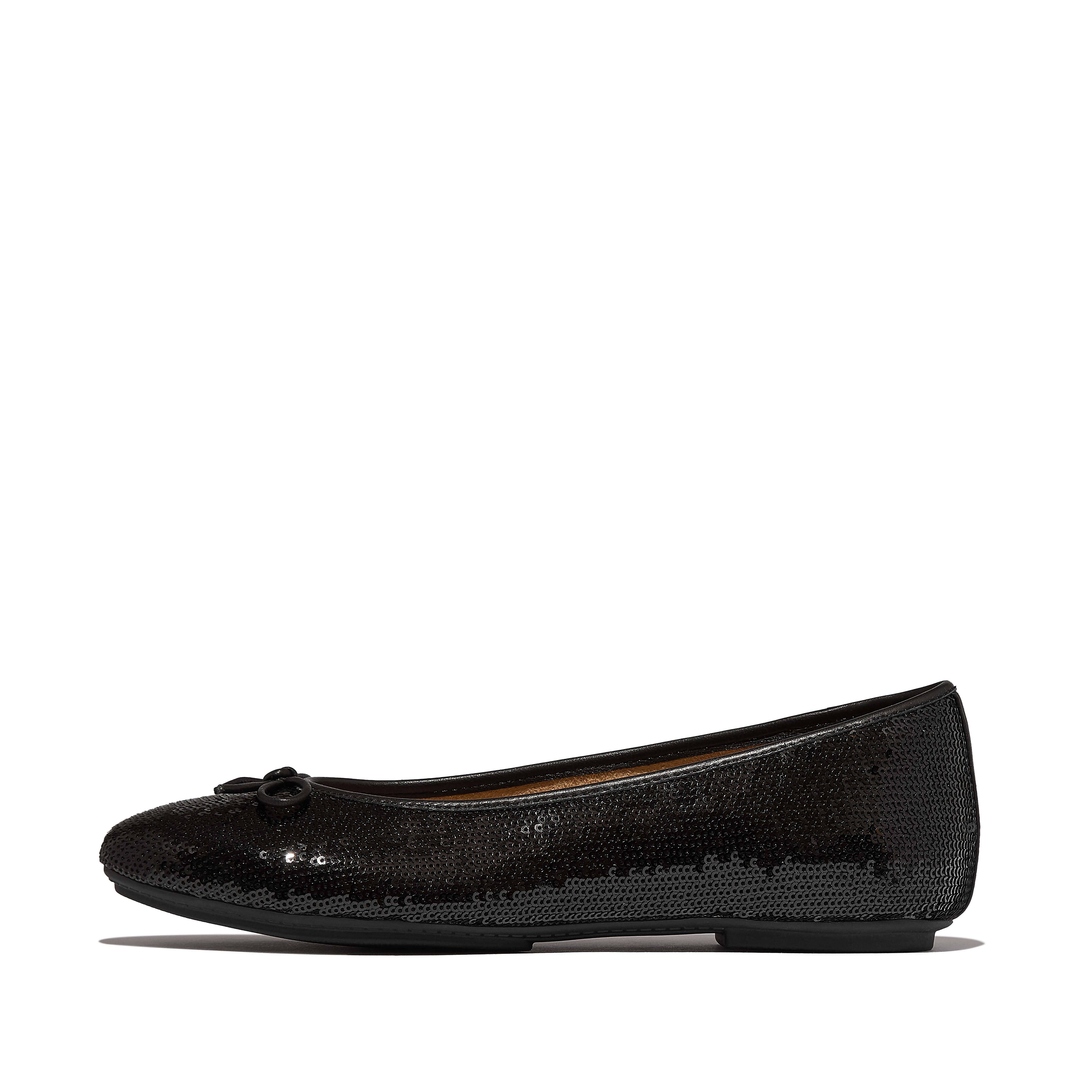 FitFlop DELICATO Bow Sequin Ballerinas - Black