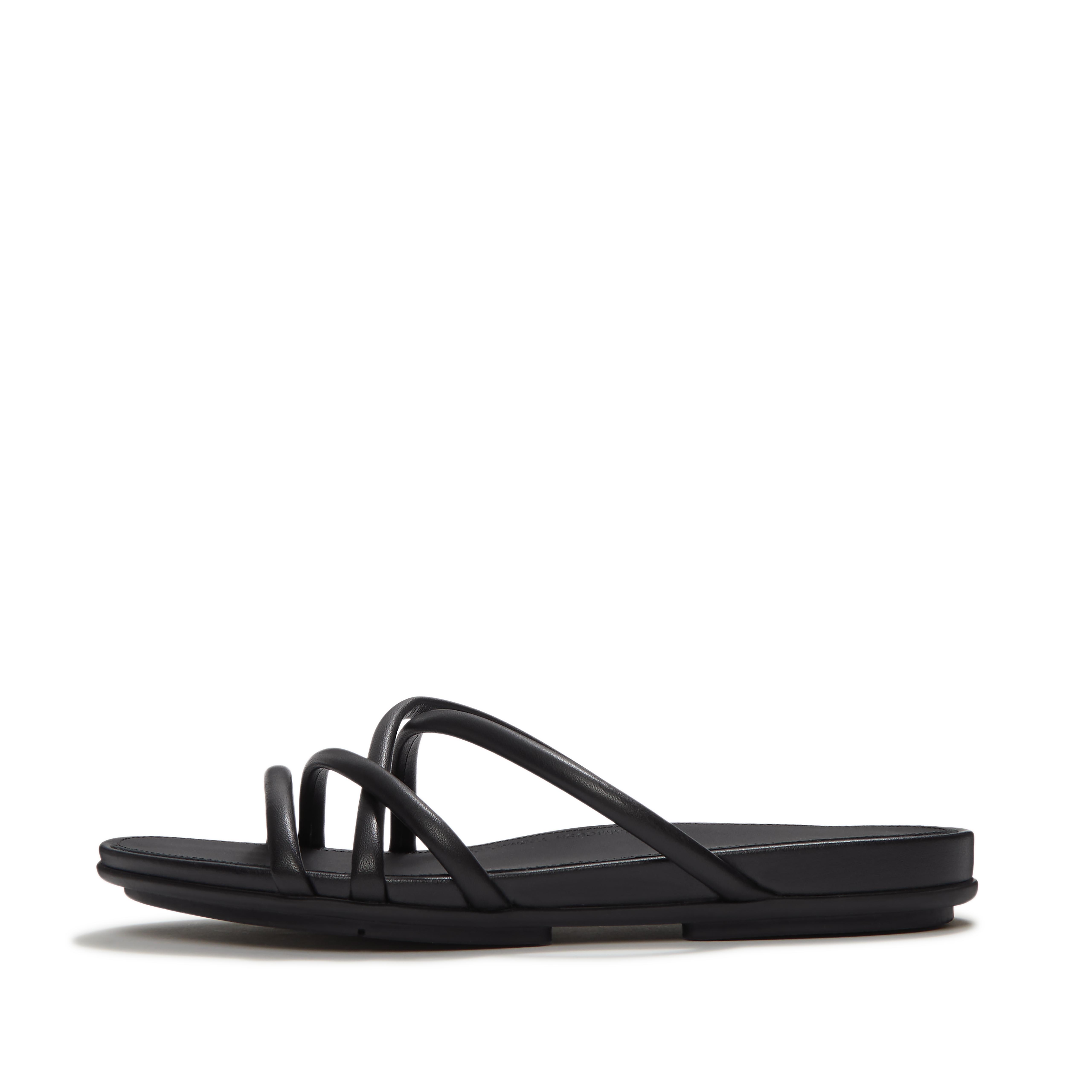 FitFlop GRACIE Leather Strappy Slides - All Black