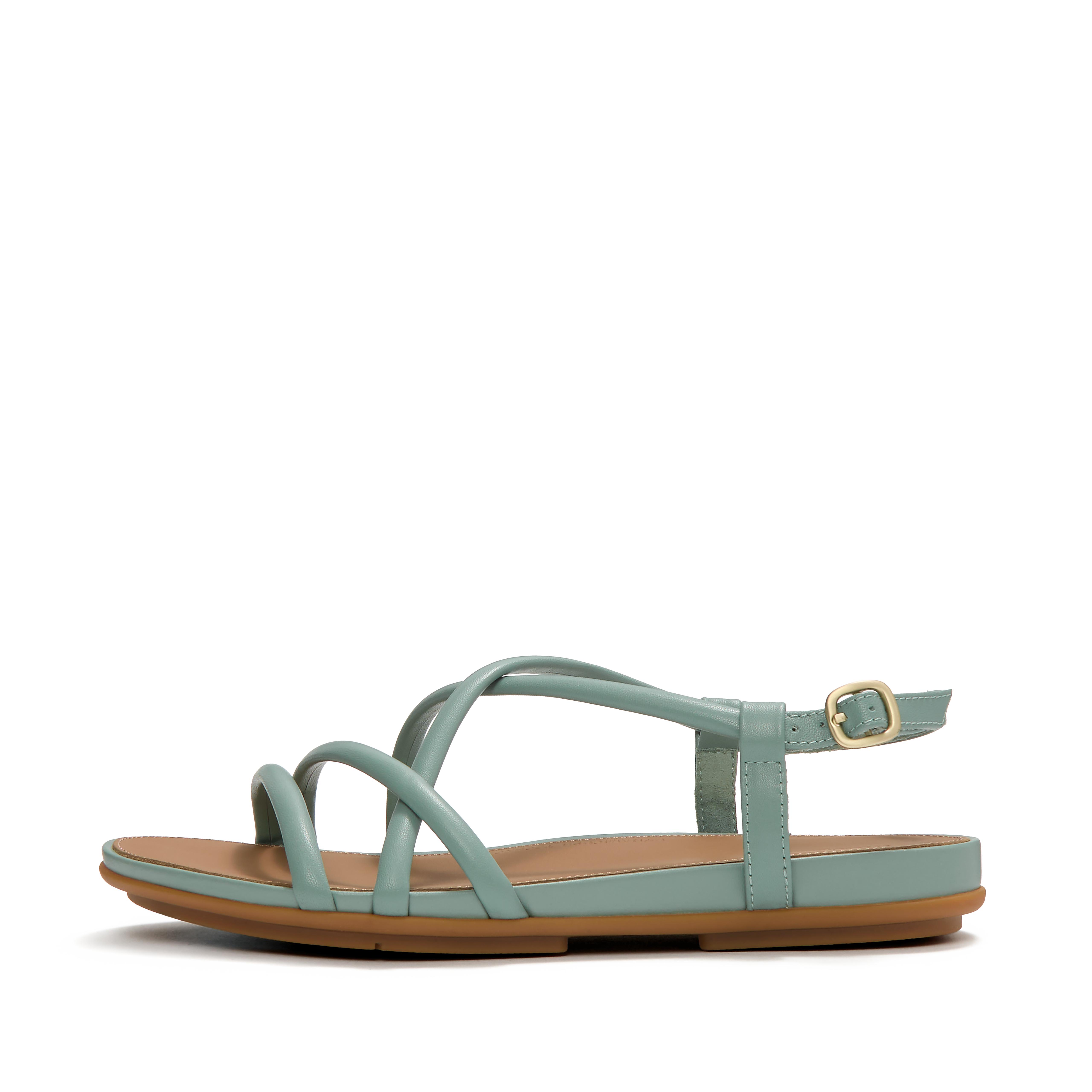 FitFlop GRACIE Leather Strappy Back-Strap Sandals - Sage