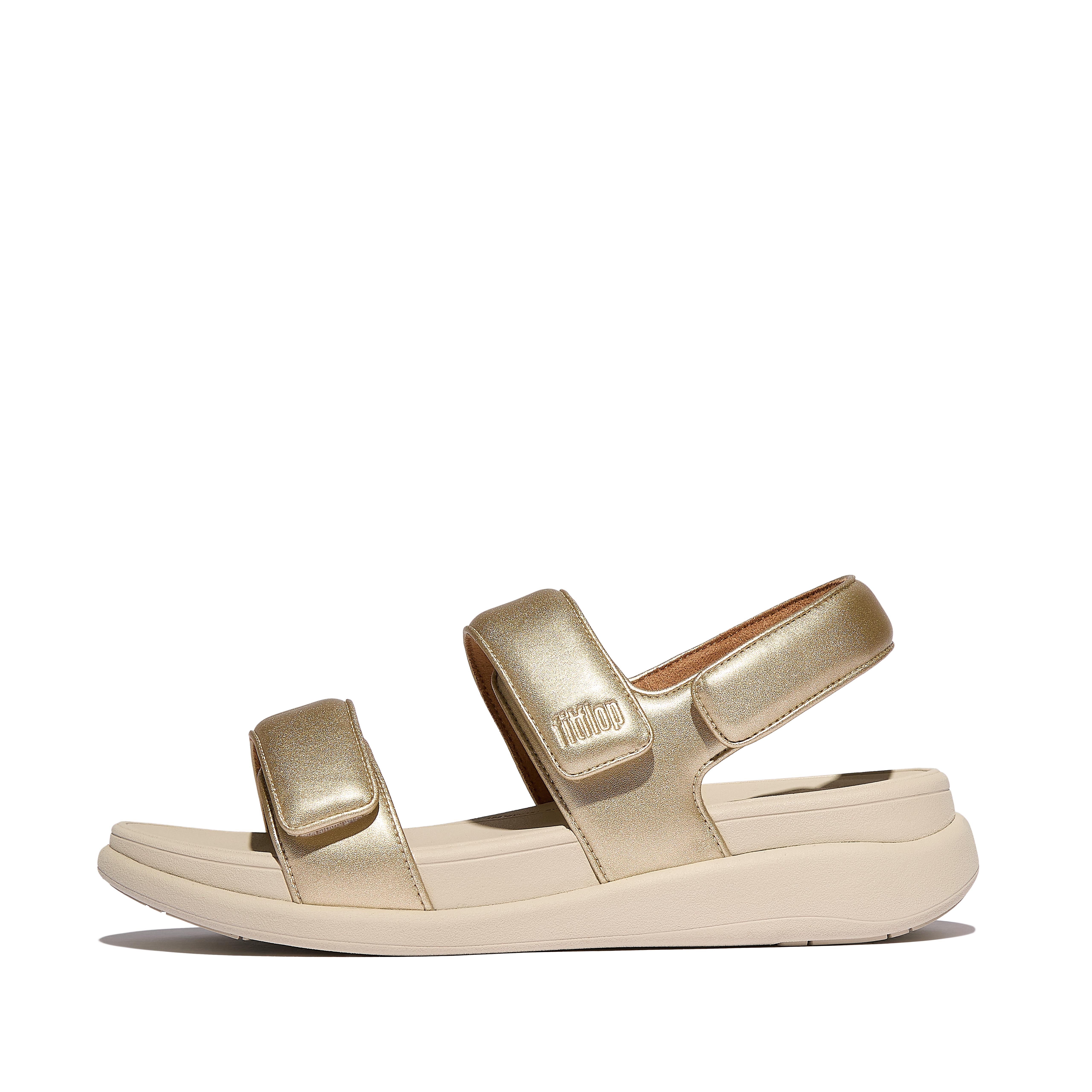 FitFlop F-MODE GO Adjustable Back-Strap Sandals - Platino