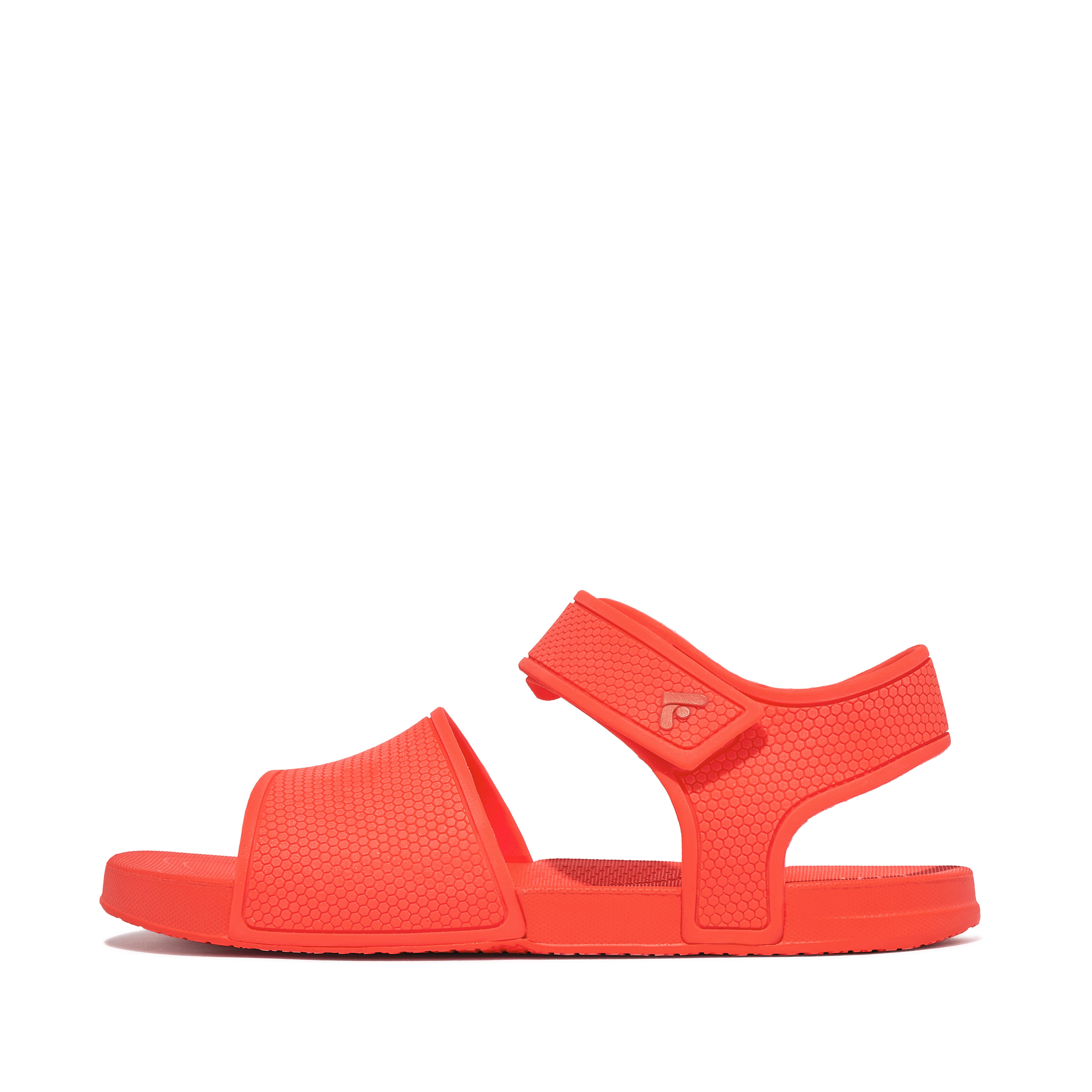 FitFlop iQUSHION KIDS Junior Ergonomic Back-Strap Sandals - Neon Orange