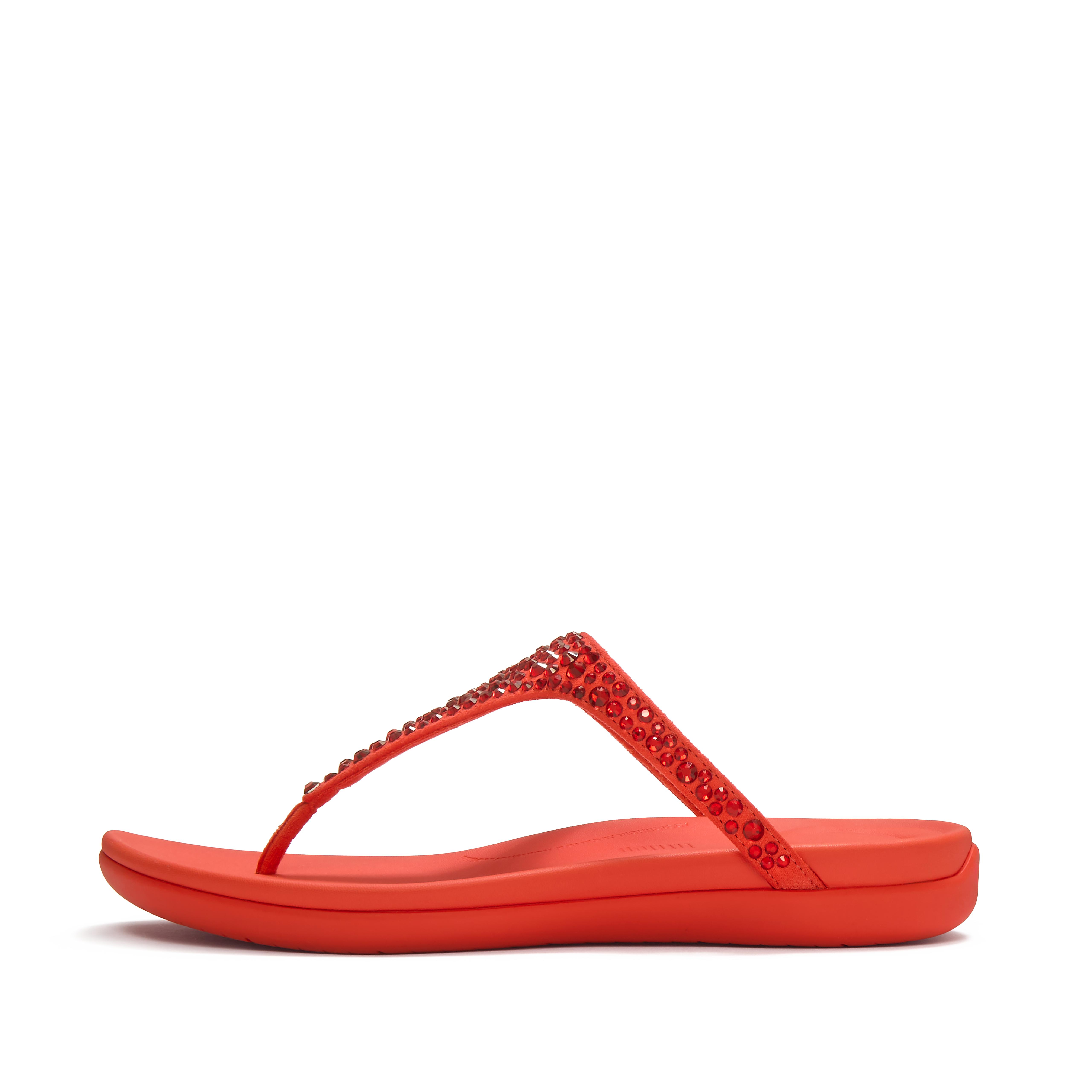 FitFlop SOLAY Mixed-Crystal Toe-Post Sandals - Cherry Tomato