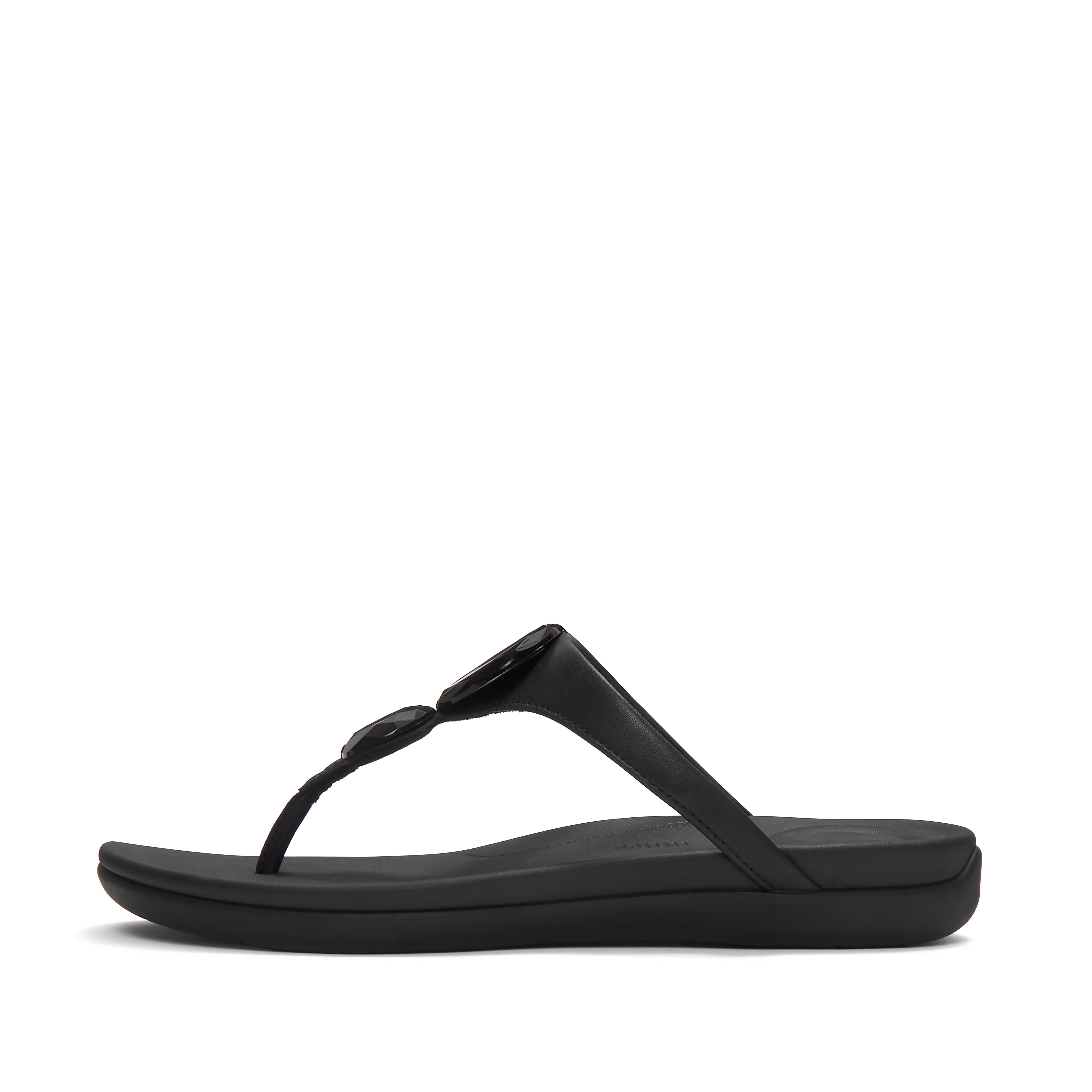 FitFlop SOLAY Glossy-Disc Toe-Post Sandals - Black