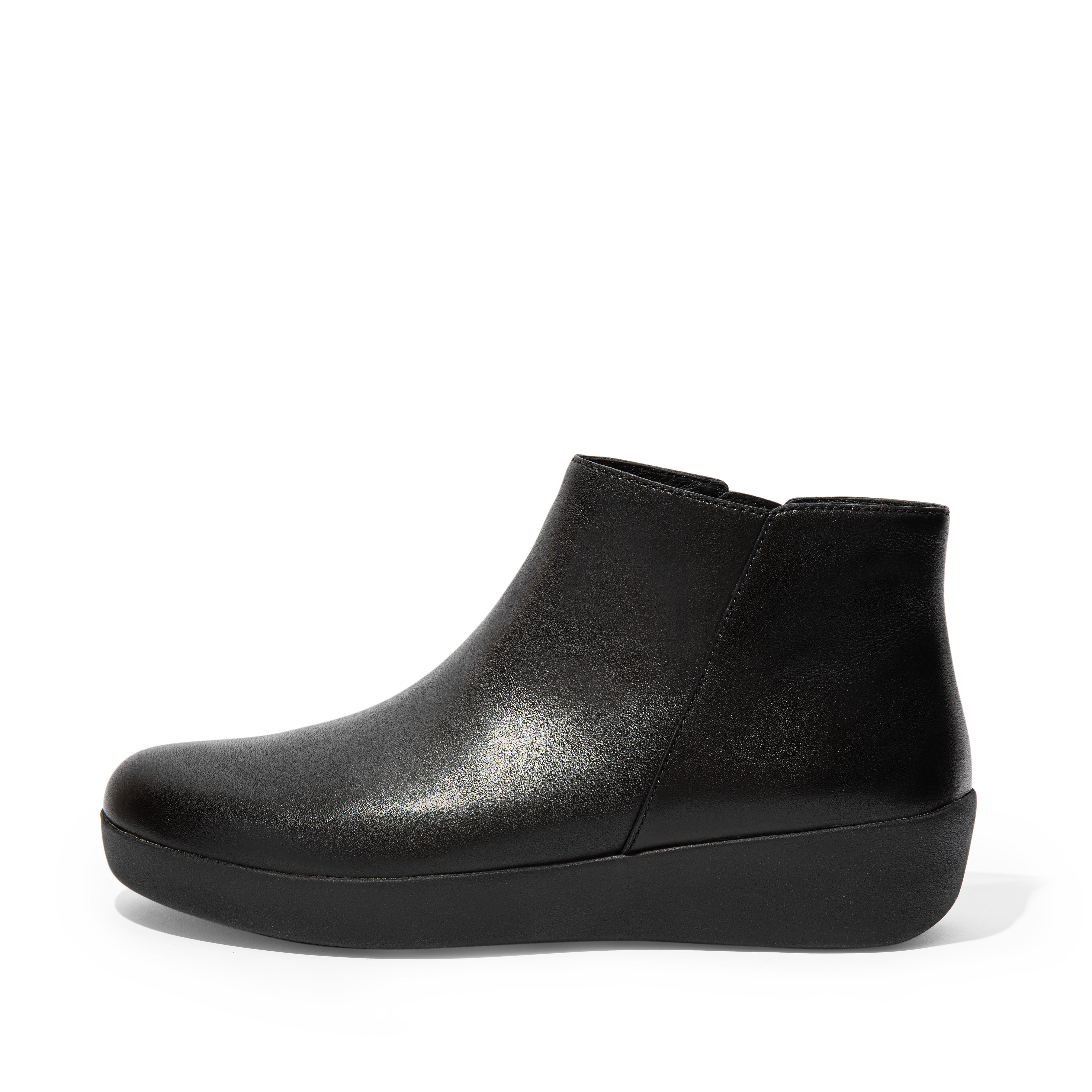 FitFlop SUMI Leather Ankle Boots - All Black