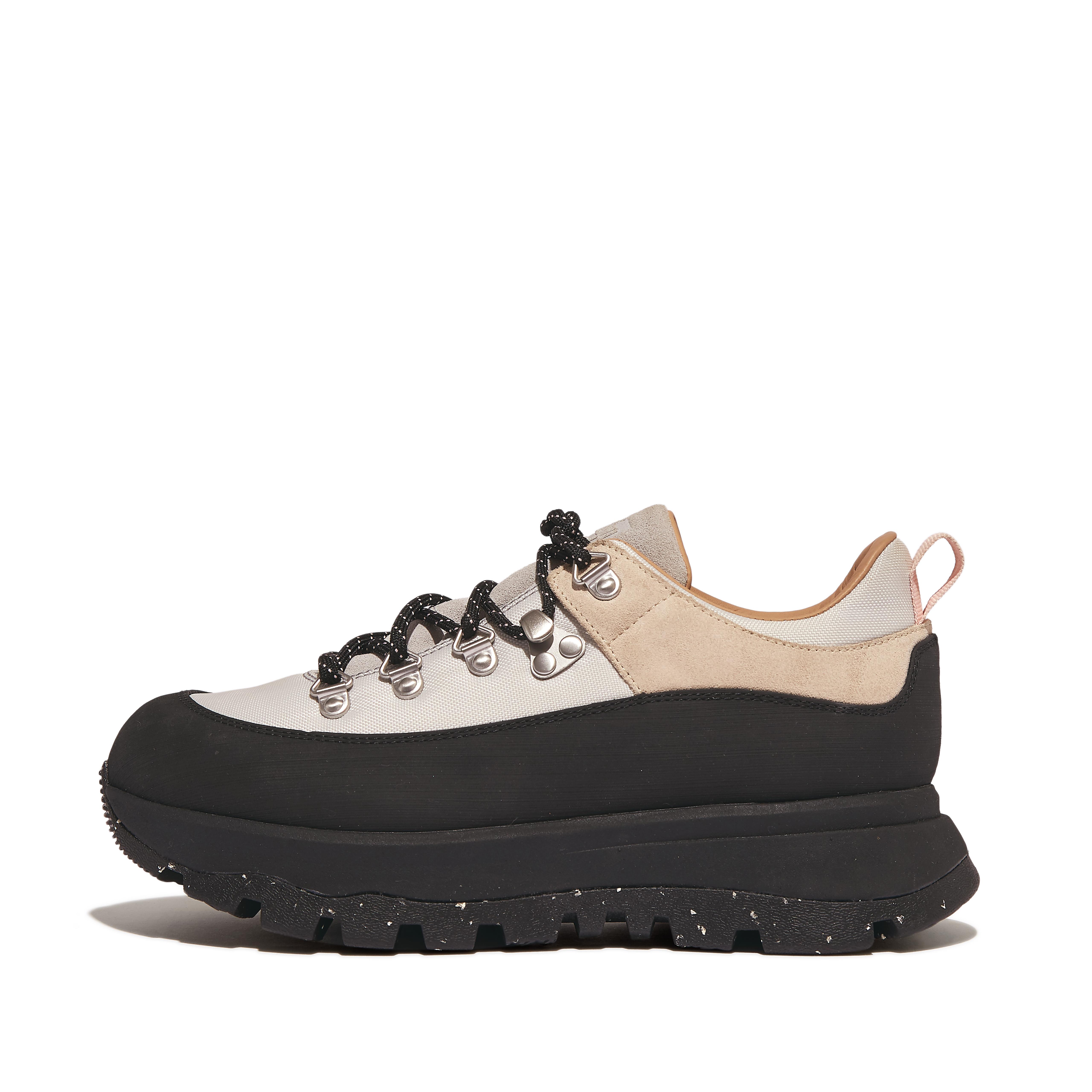 FitFlop NEO-D-HYKER E01 Waterproof Fabric/Suede Walking Sneakers - Black Mix