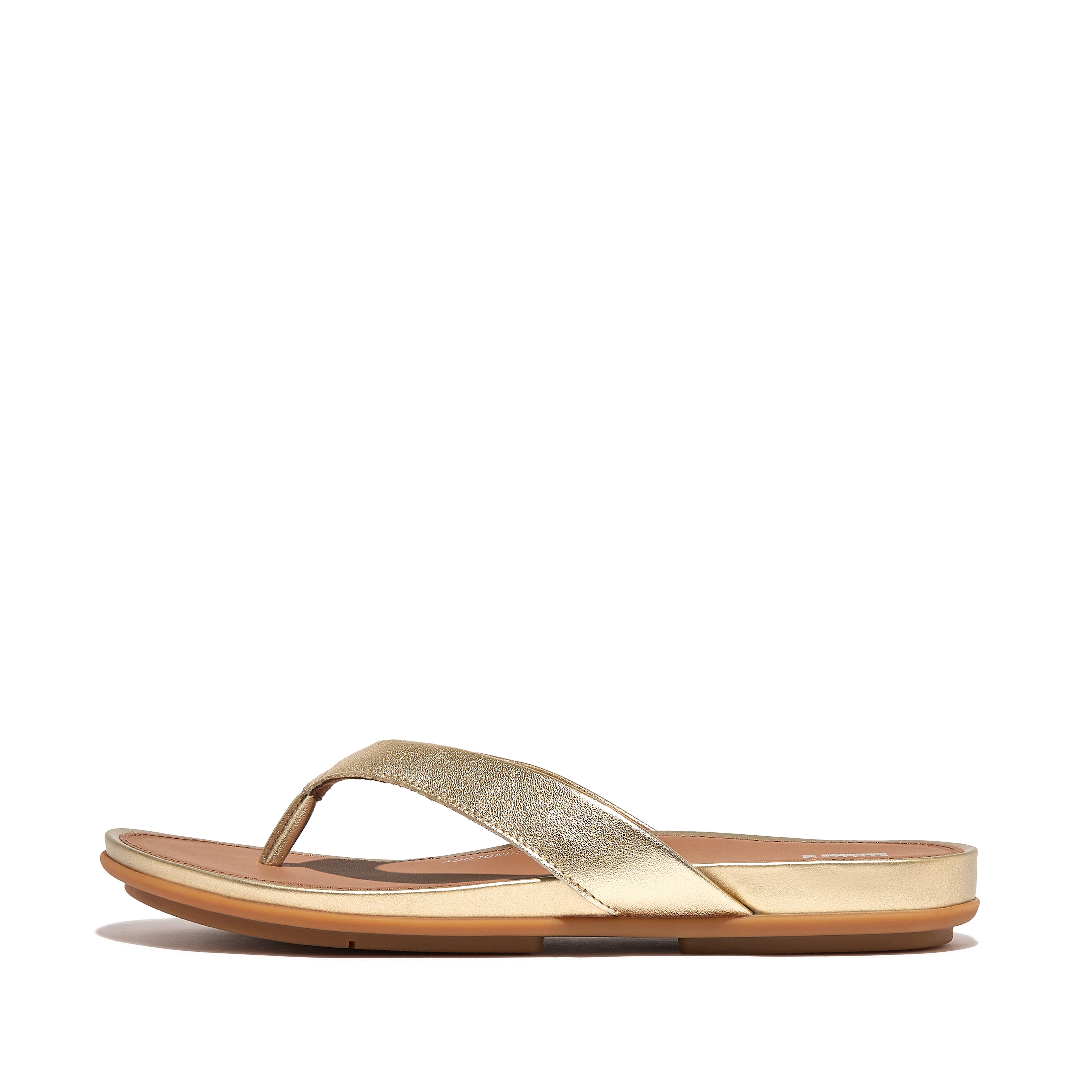 FitFlop GRACIE Metallic Leather Flip-Flops - Platino