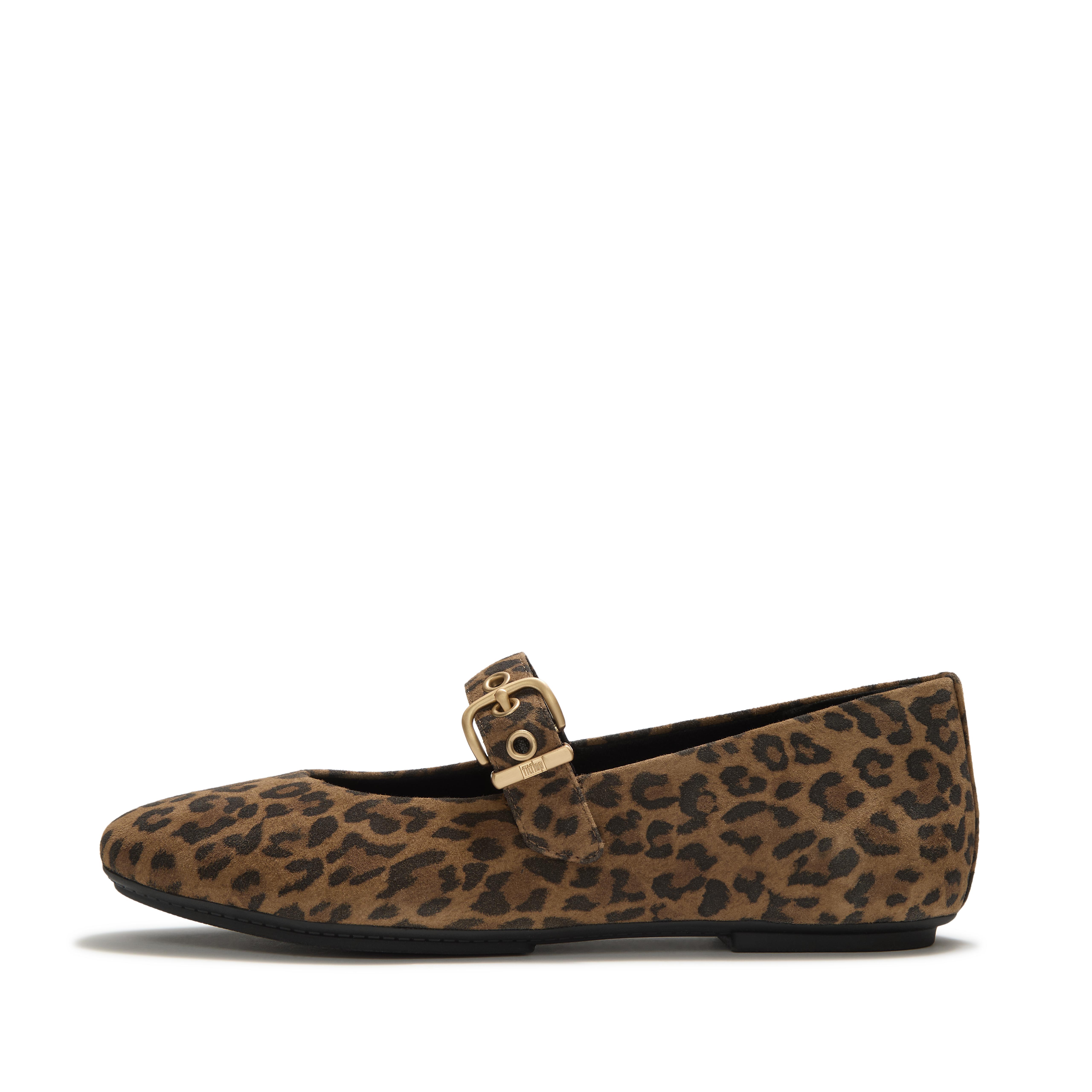 FitFlop DELICATO Suede Mary Janes - Leopard Print