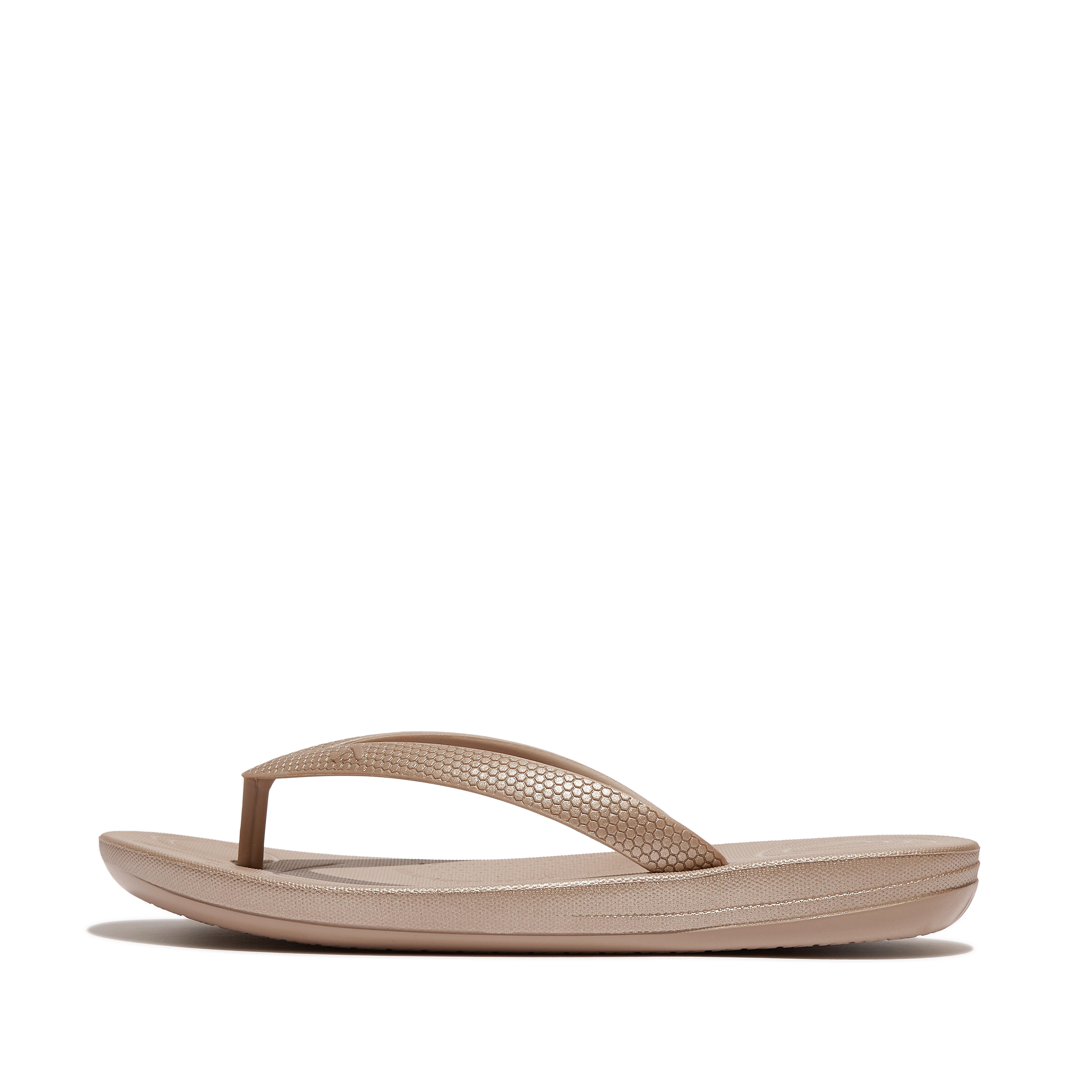 FitFlop iQUSHION KIDS Junior Shimmer Ergonomic Flip-Flops - Rose Gold