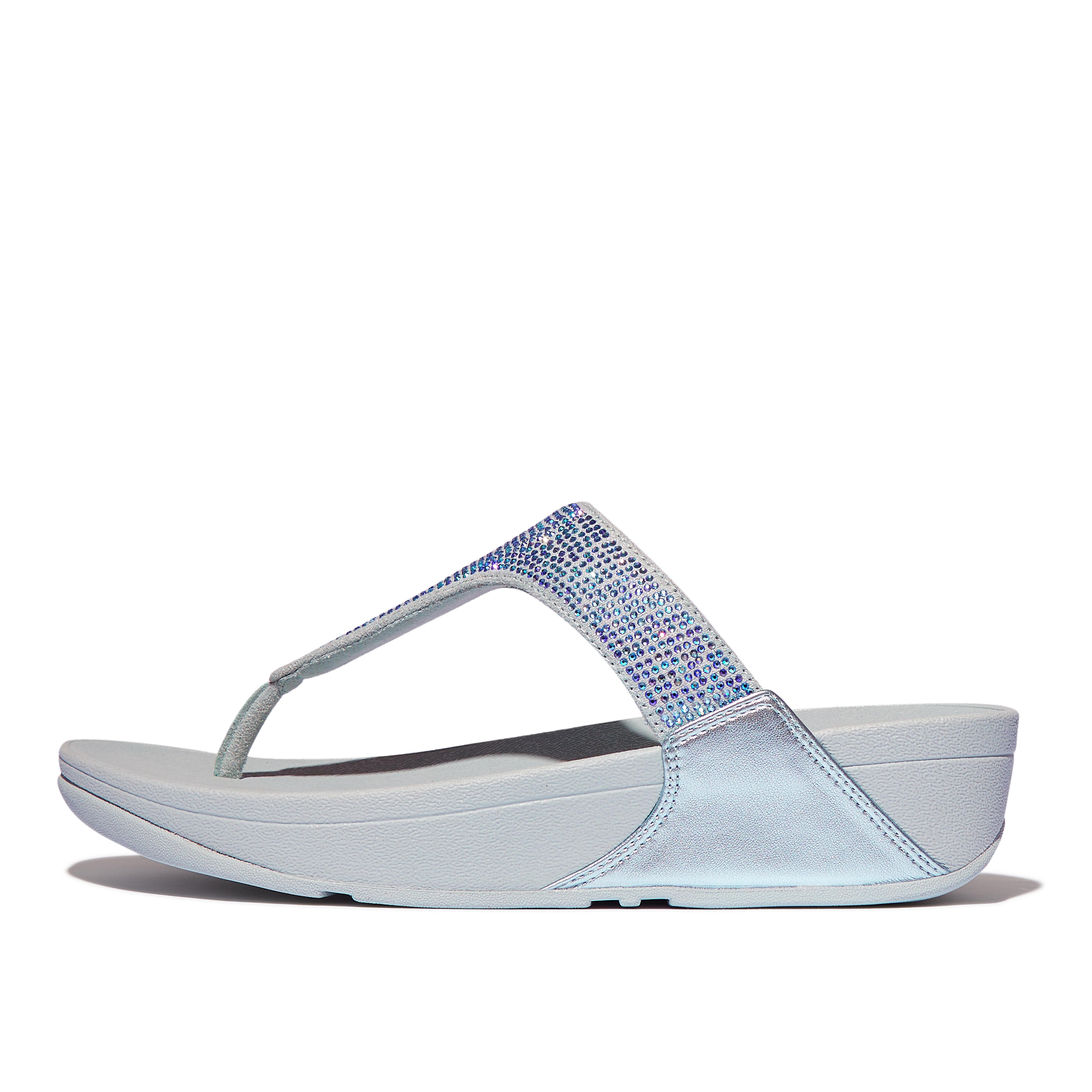 FitFlop LULU Crystal Toe-Post Sandals - Quiet Blue