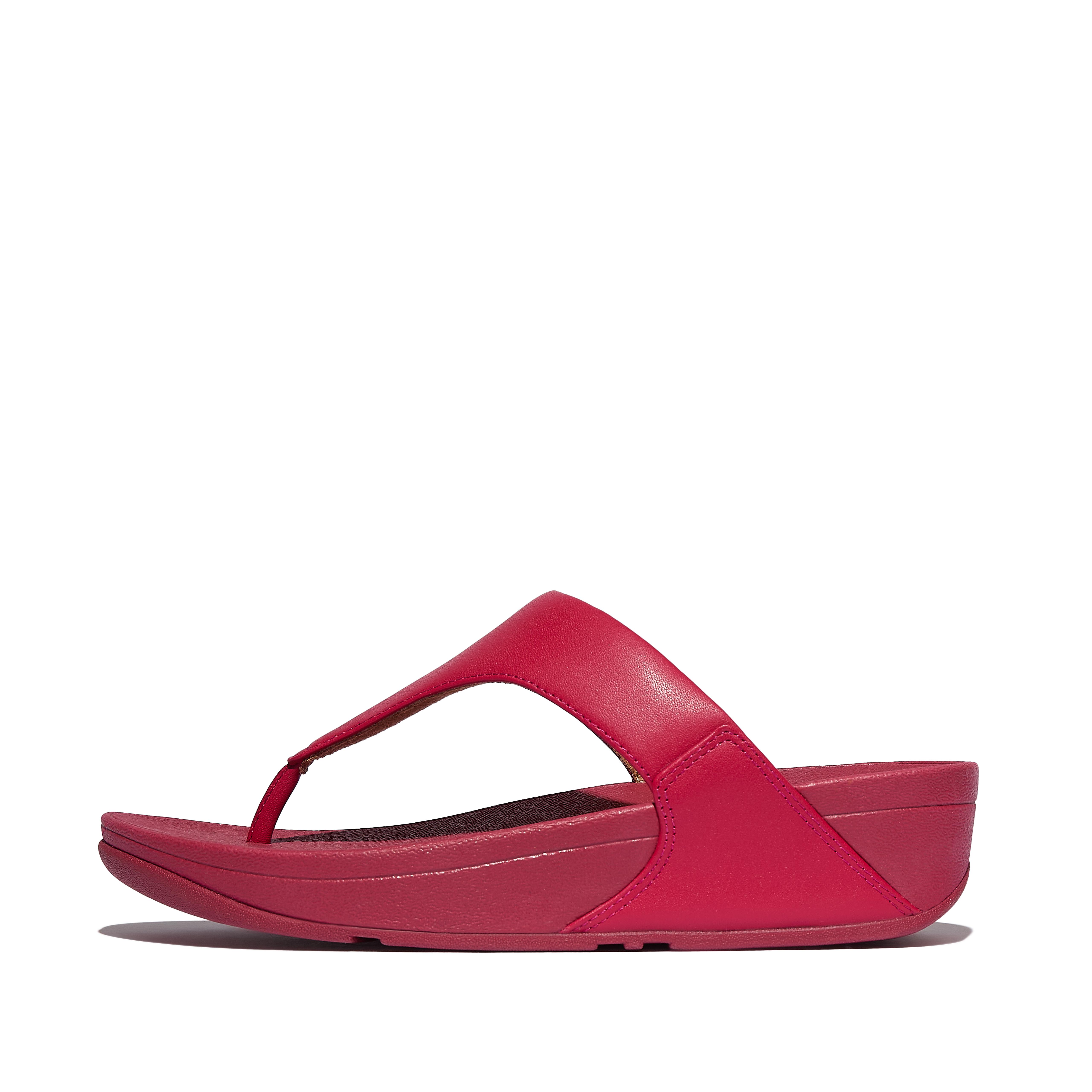 FitFlop LULU Leather Toe-Post Sandals - Redberry