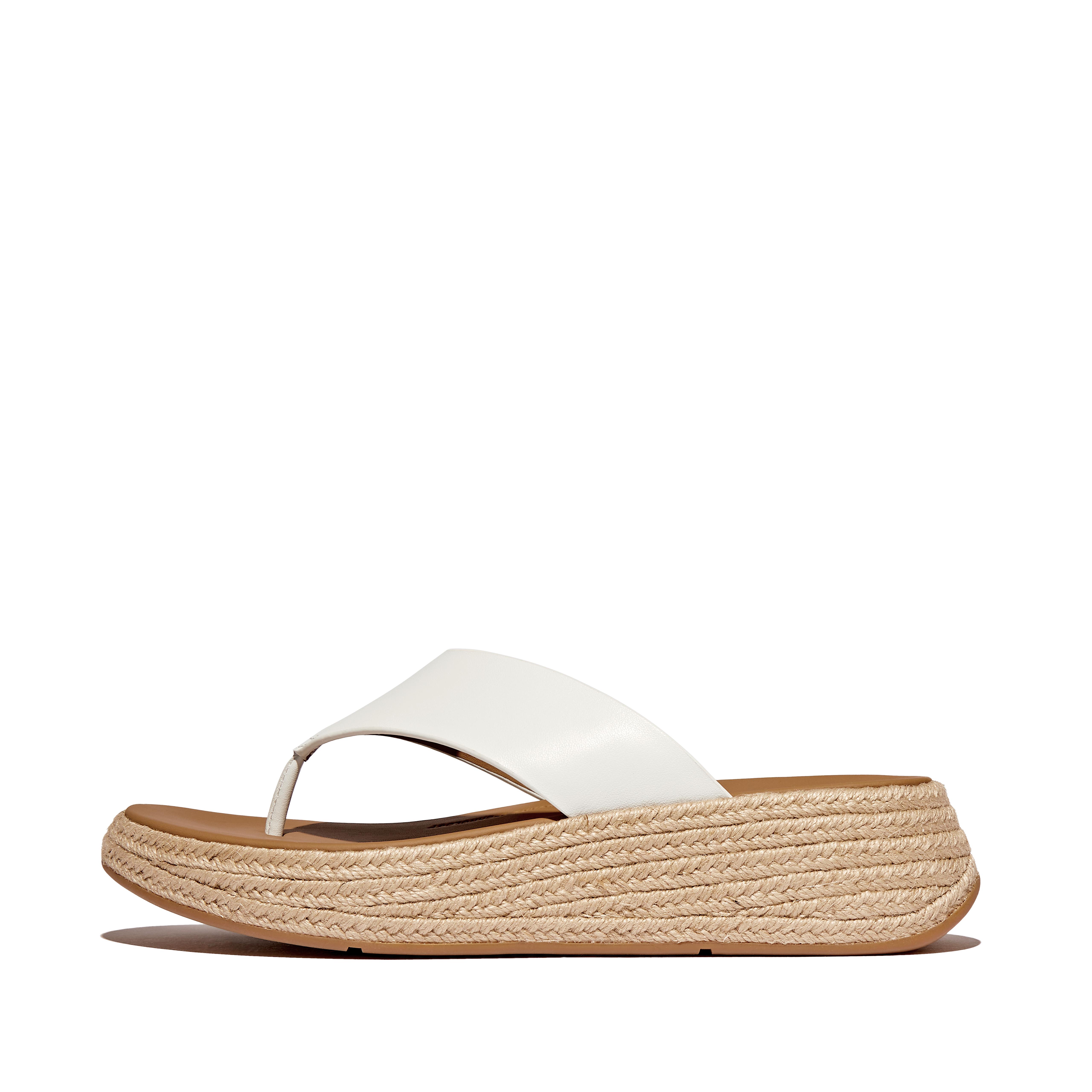 FitFlop F-MODE Espadrille Leather Flatform Toe-Post Sandals - Urban White