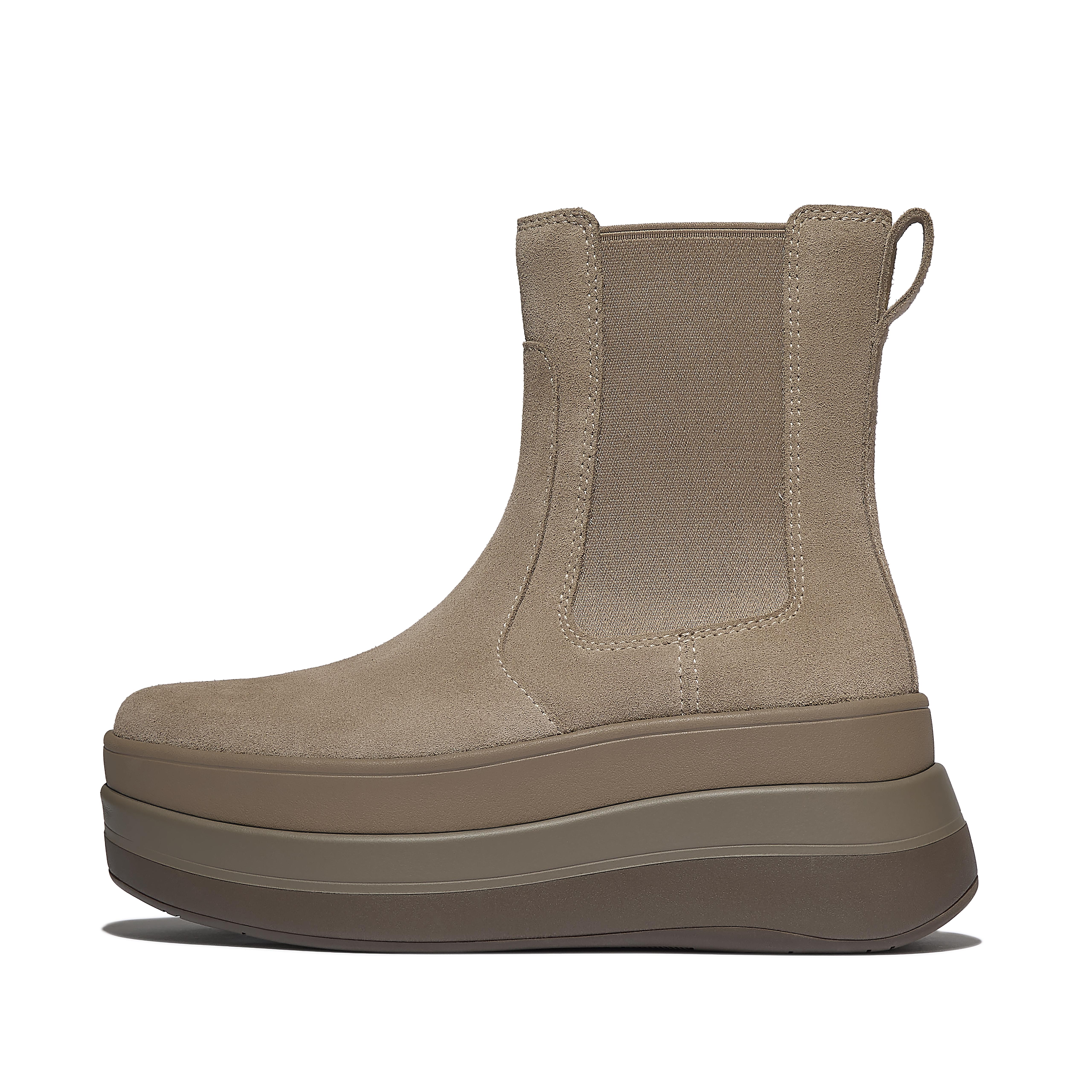 FitFlop F-MODE Stack Suede Chelsea Boots - Taupe