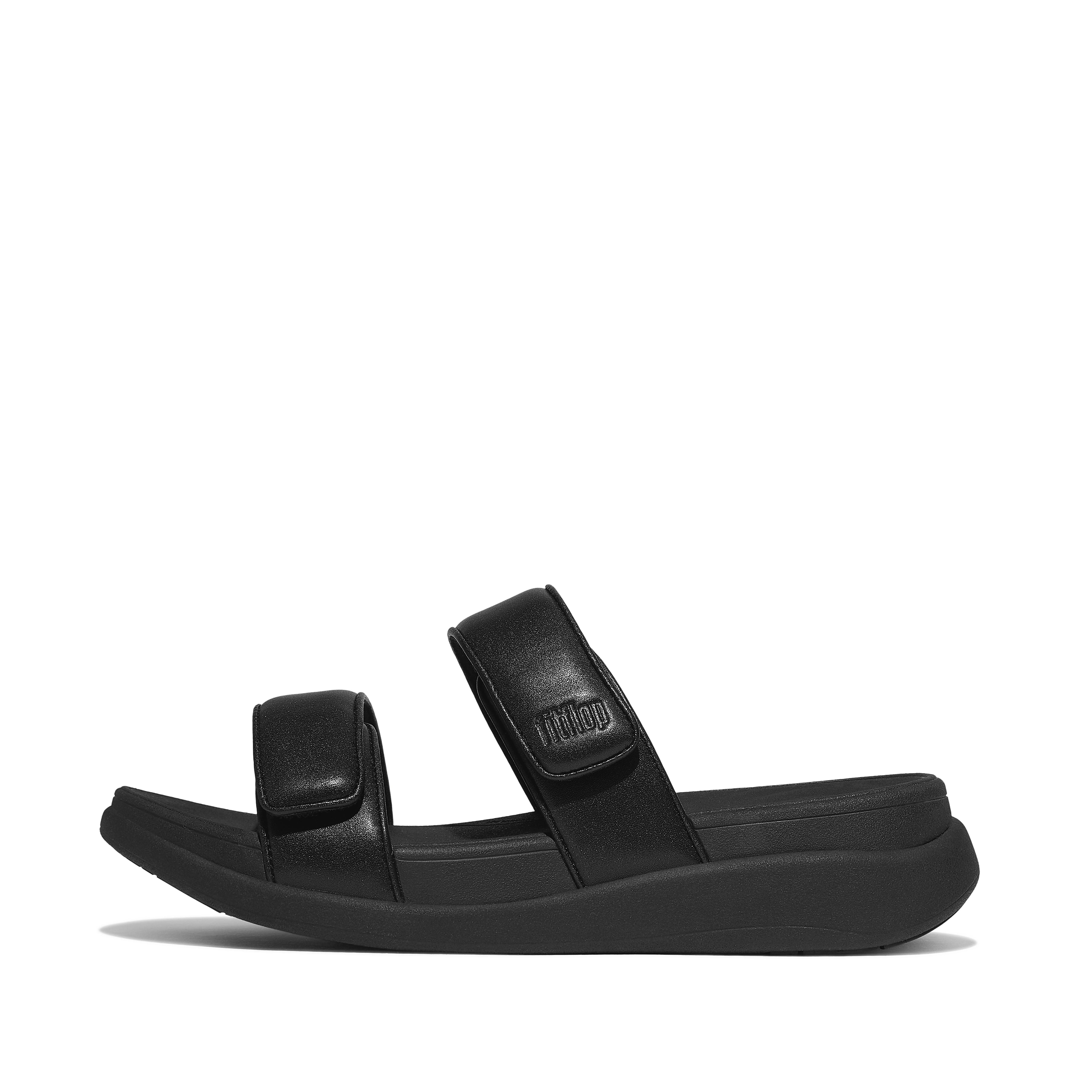FitFlop F-MODE GO Adjustable Two-Bar Slides - All Black