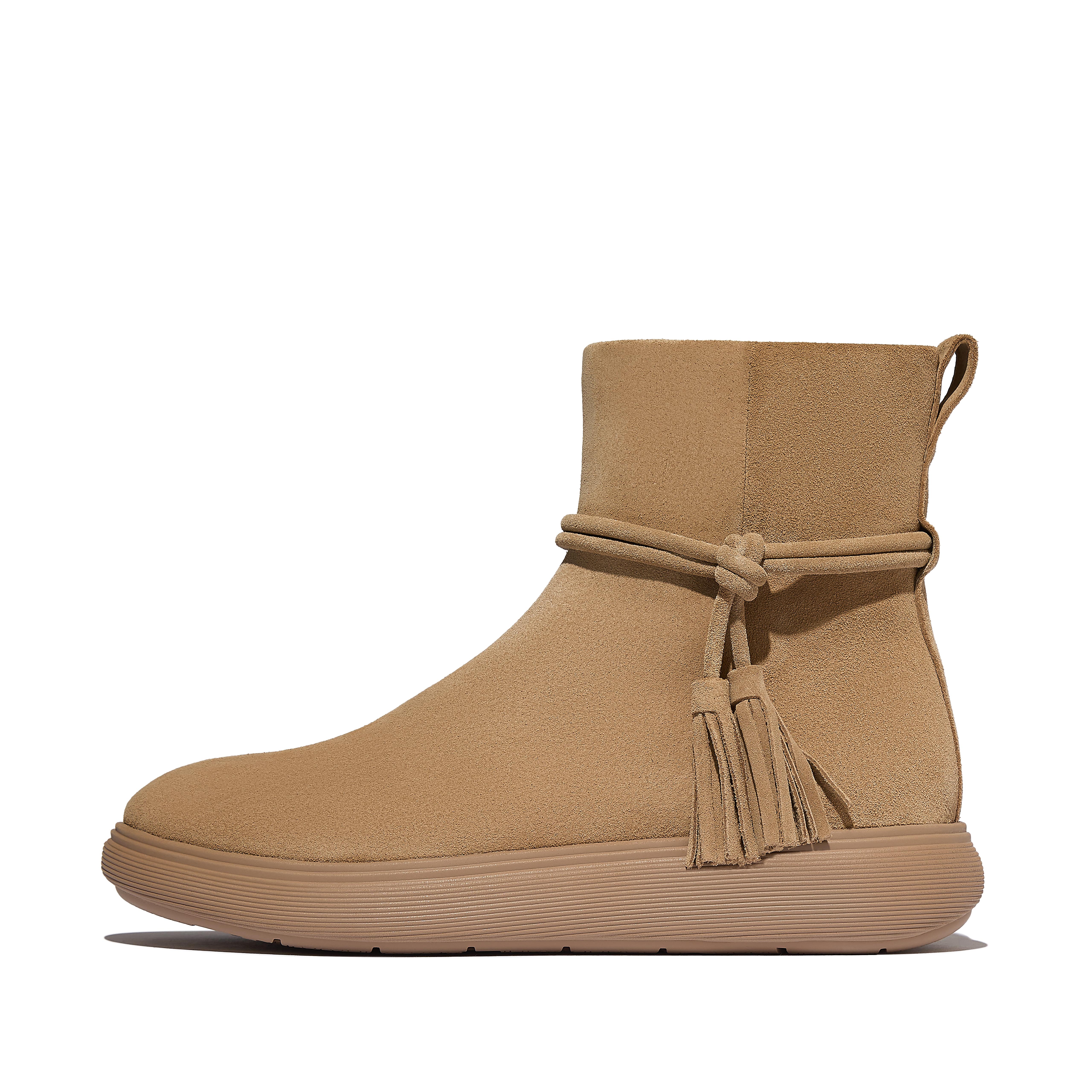 FitFlop iQ-COMFF Tassel Suede Short Boots - Camel Brown