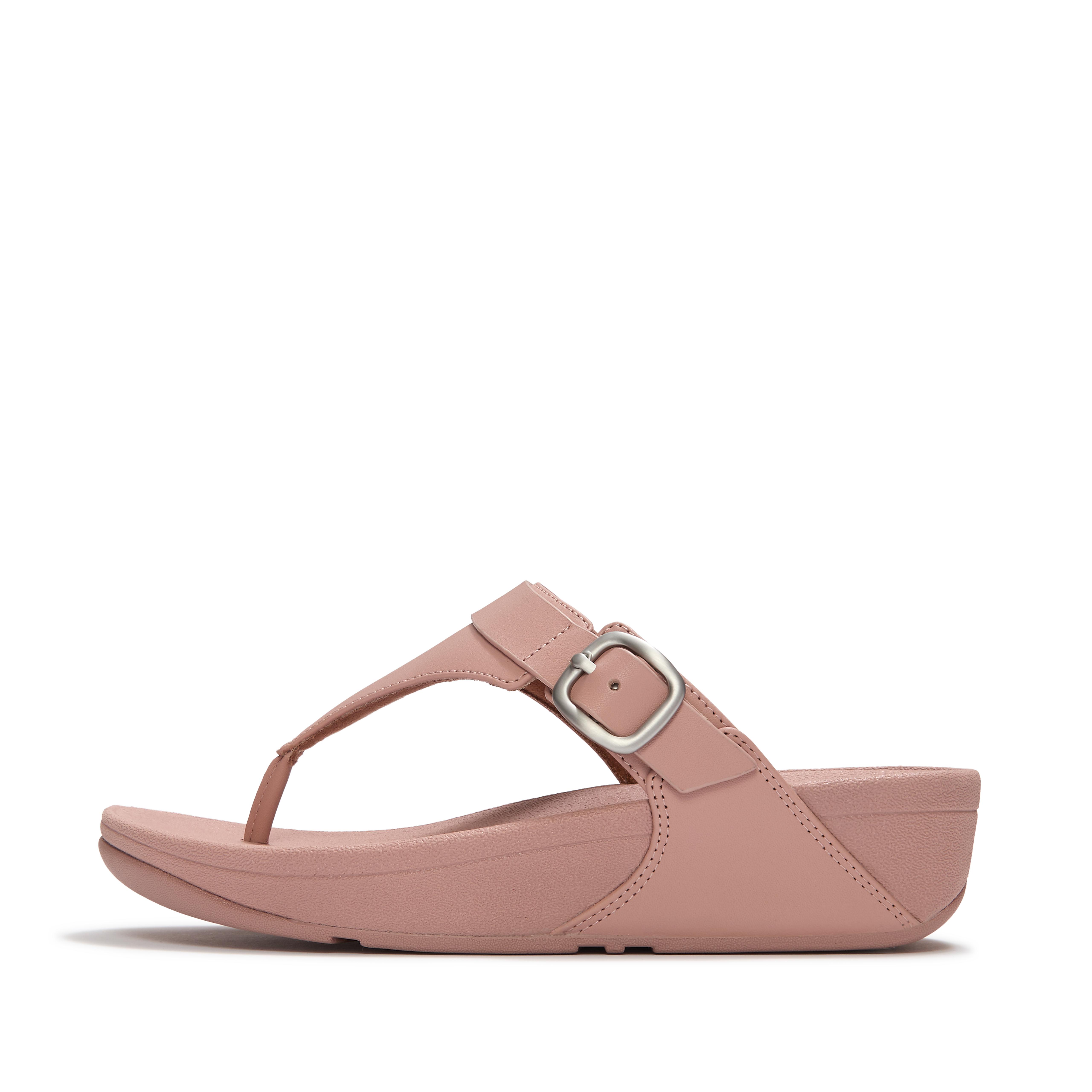 FitFlop LULU Leather Toe-Post Sandals - Clay Pink