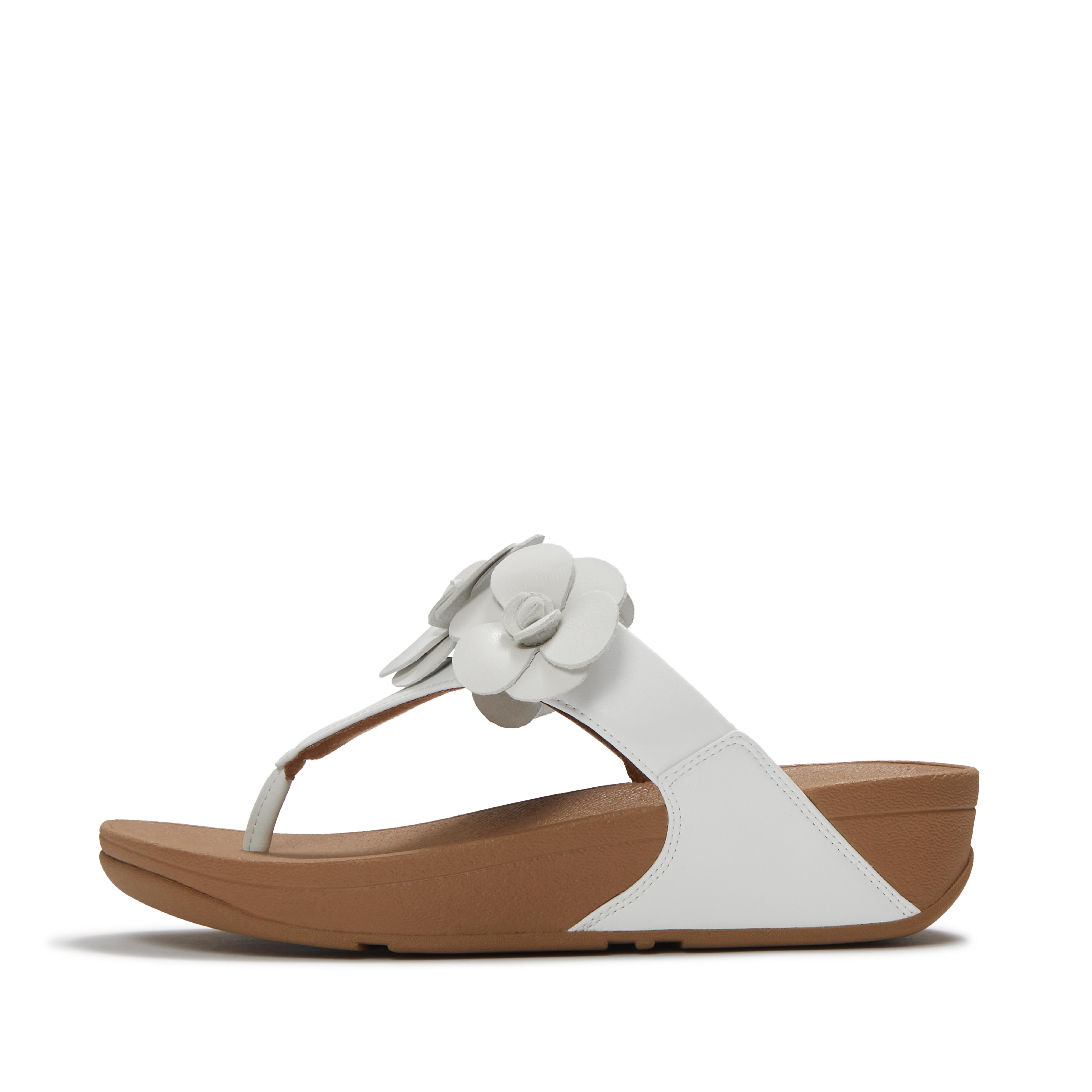 FitFlop LULU Flower Toe-Post Sandals - Urban White