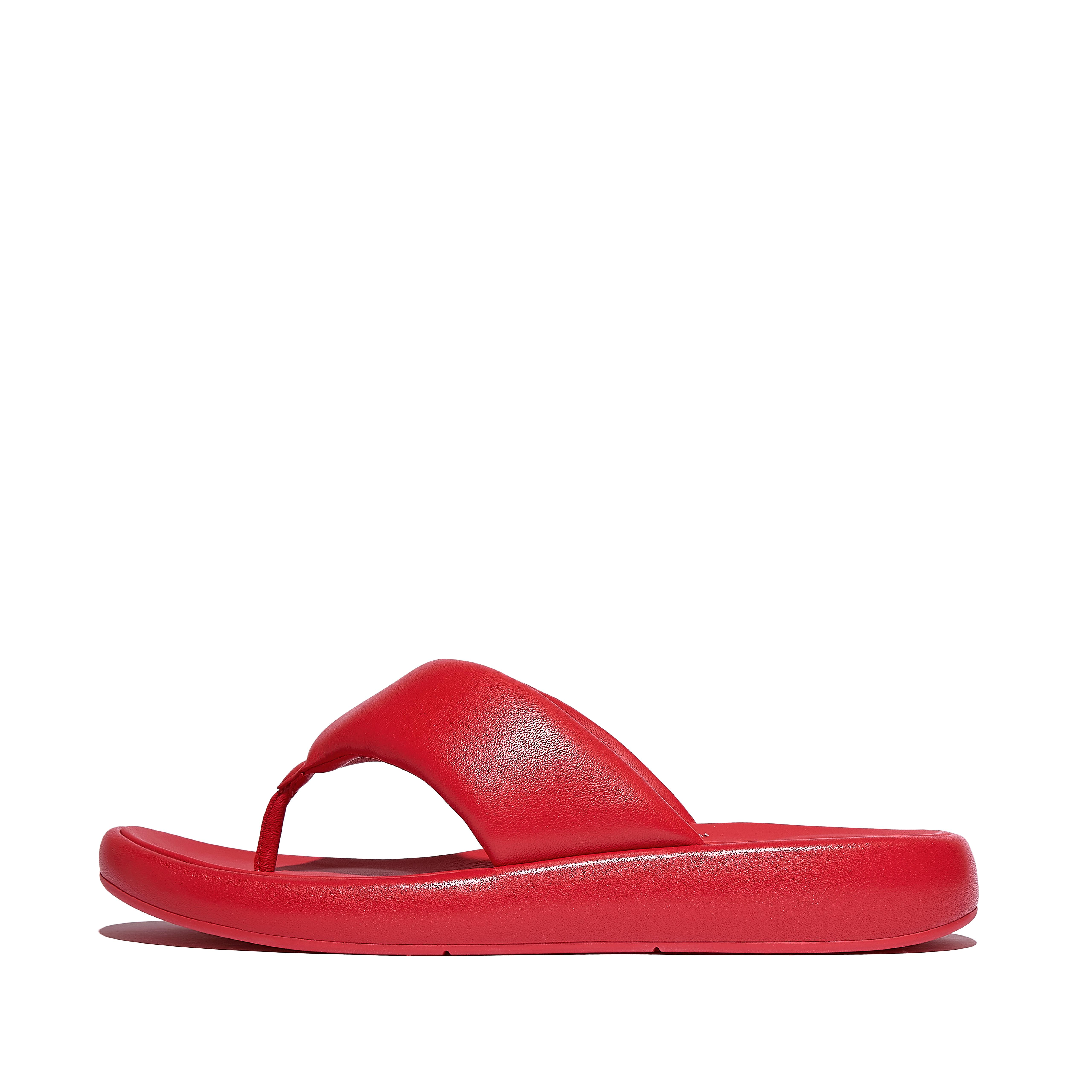 FitFlop IQUSHION D-Luxe Padded Leather Toe-Post Sandals - Red