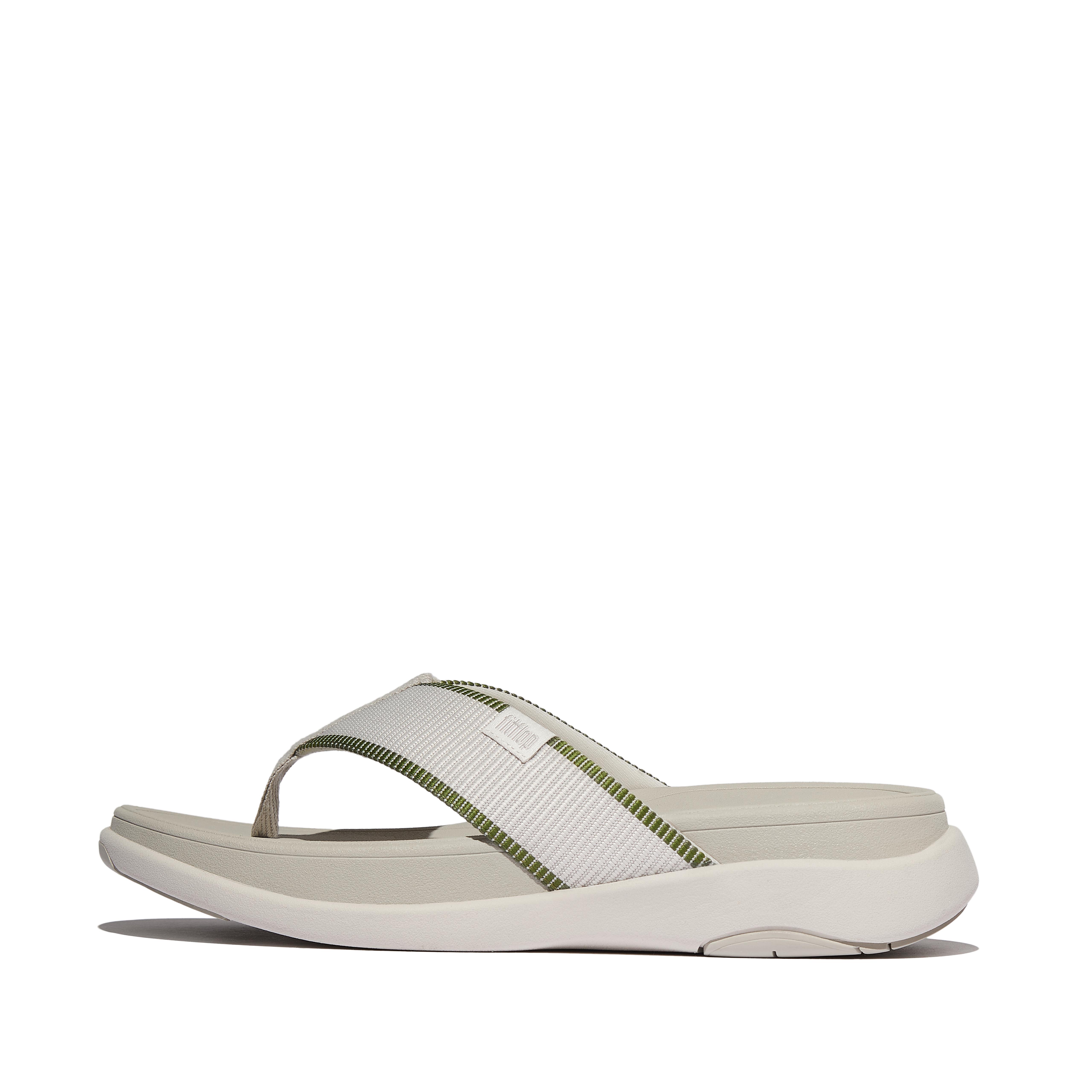 FitFlop F-MODE Go Mens Water-Resistant Webbing Toe-Post Sandals - Clay Grey Green
