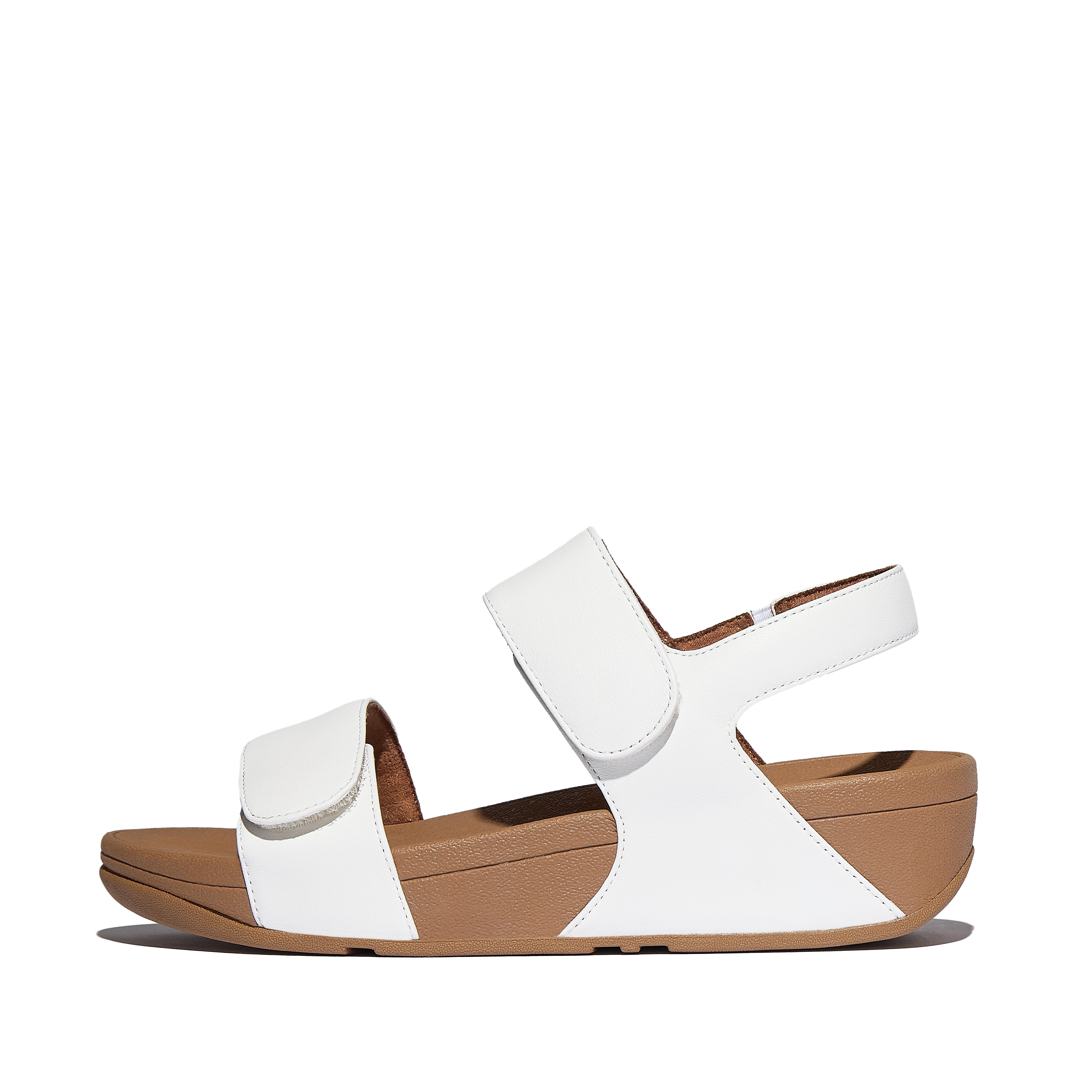 FitFlop LULU Adjustable Leather Back-Strap Sandals - Urban White