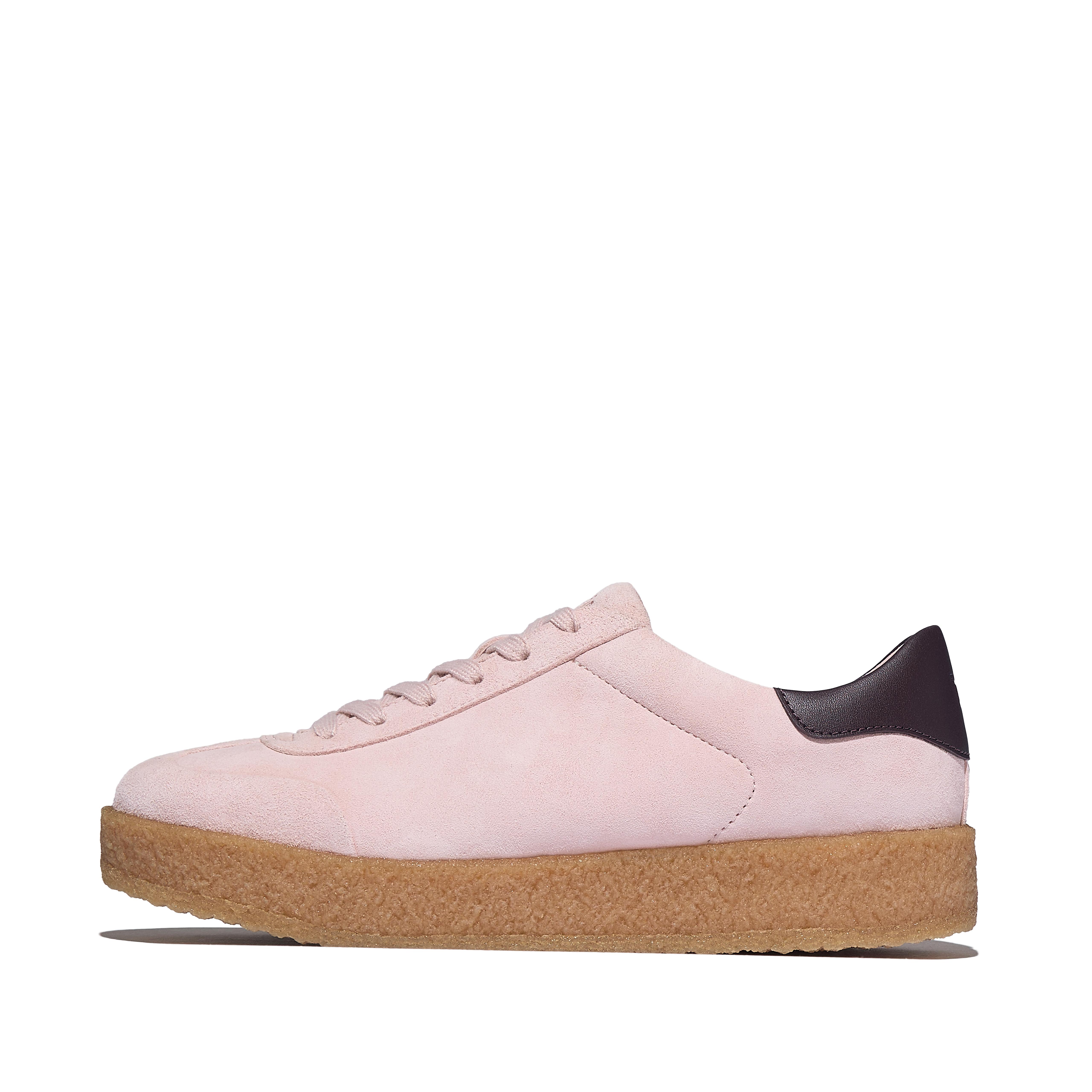 FitFlop RALLY T-Toe Suede Crepe Sneakers - Clay Pink