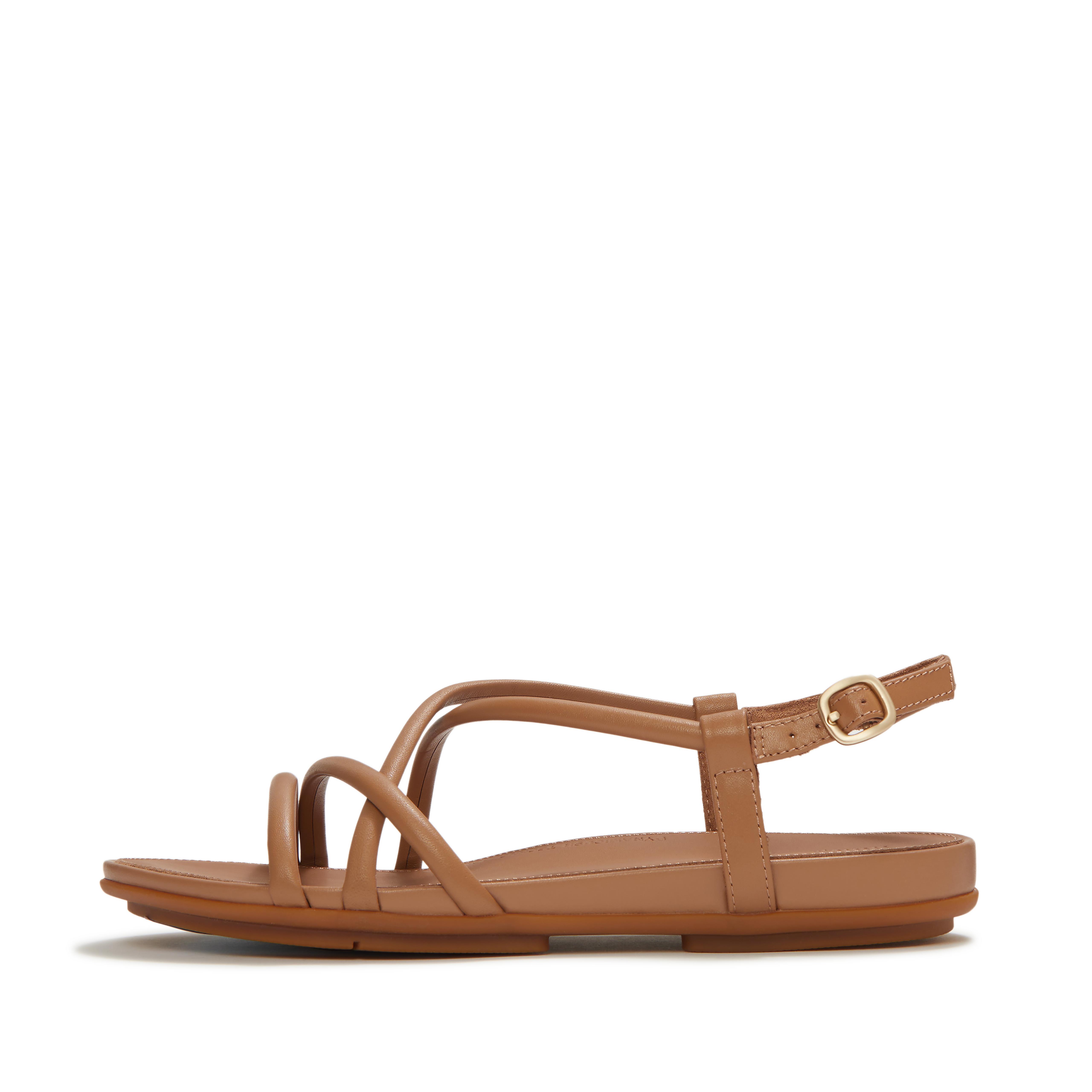 FitFlop GRACIE Leather Strappy Back-Strap Sandals - Tan